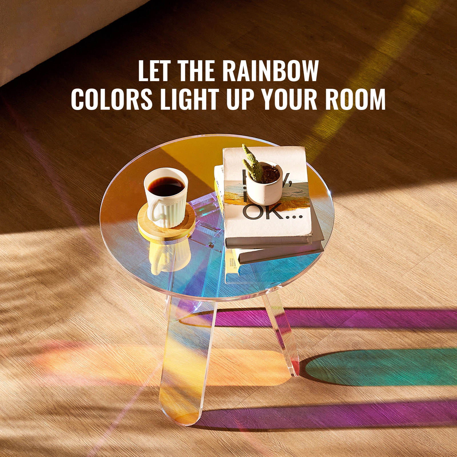 HONGGE Acrylic Table Acrylic End Table Clear Acrylic Side Table for Drink Food Snack used in Living Room Bedroom and