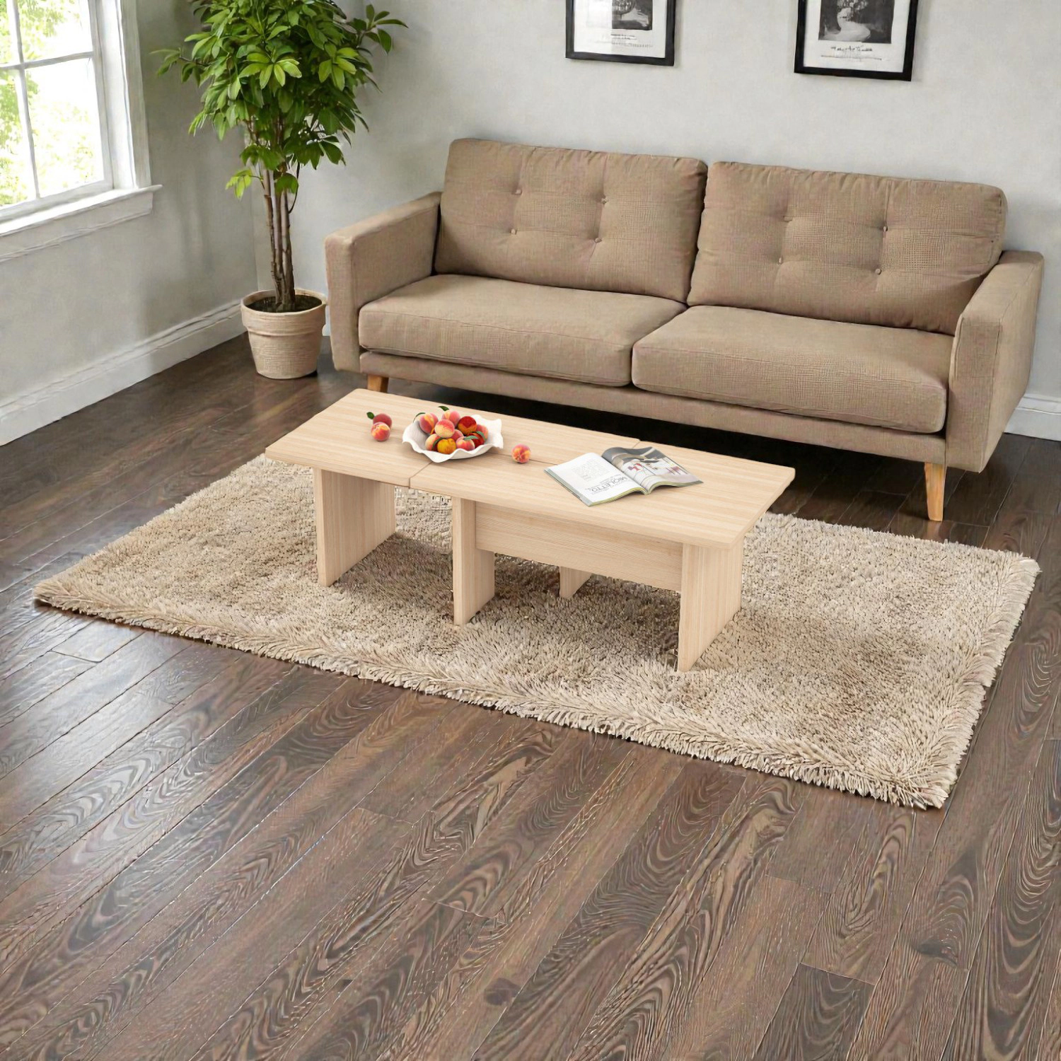 Hivvago Two-Piece Modular Coffee Table Set Designed for Small Areas