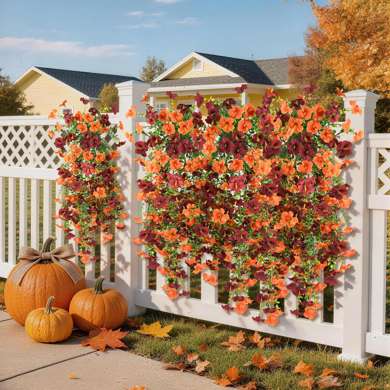 PUPWE Artificial Petunias Flowers For Outdoors Fall Home Decoration