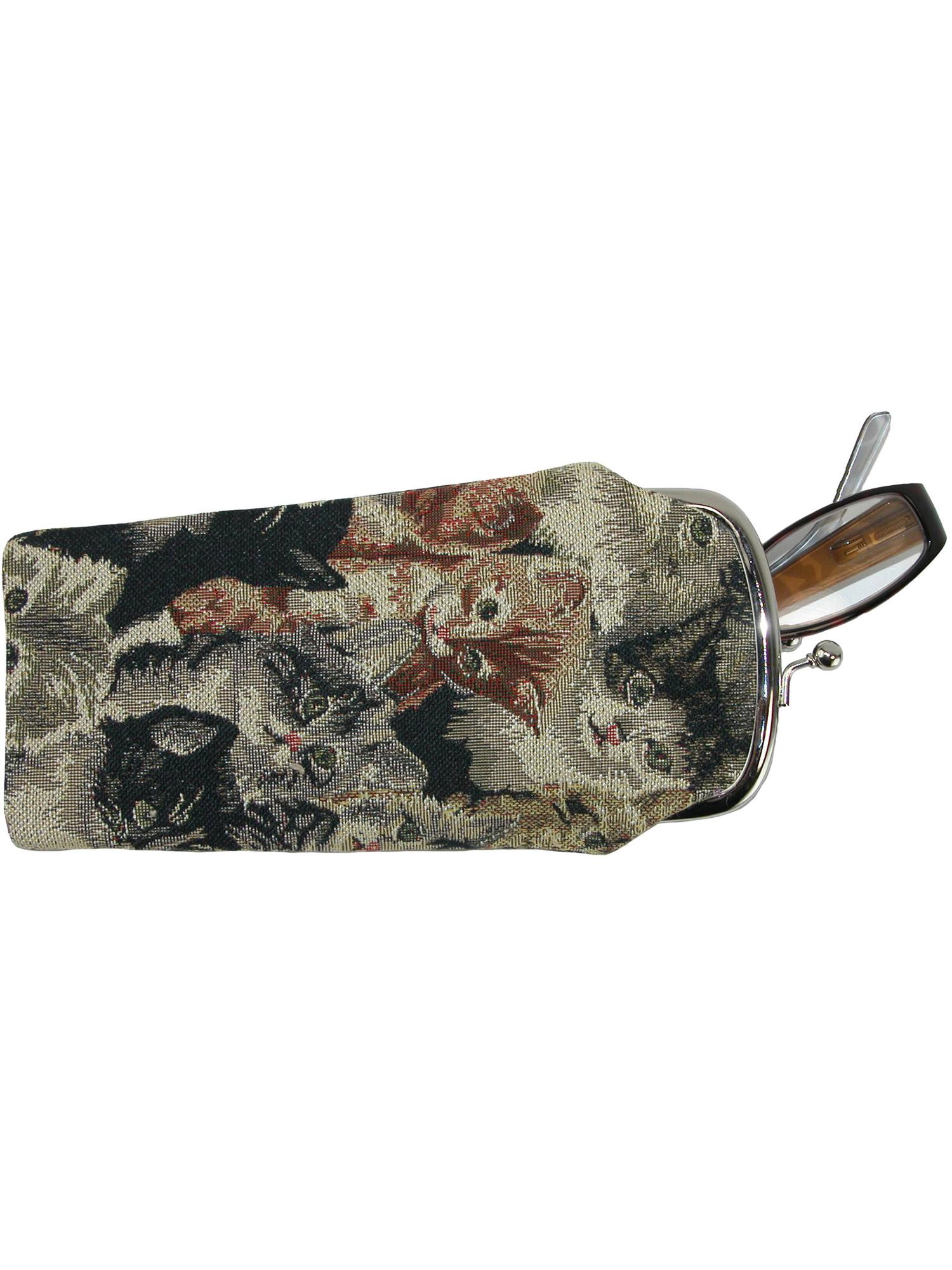 CTM Women's Cat Print Tapestry Glasses Case