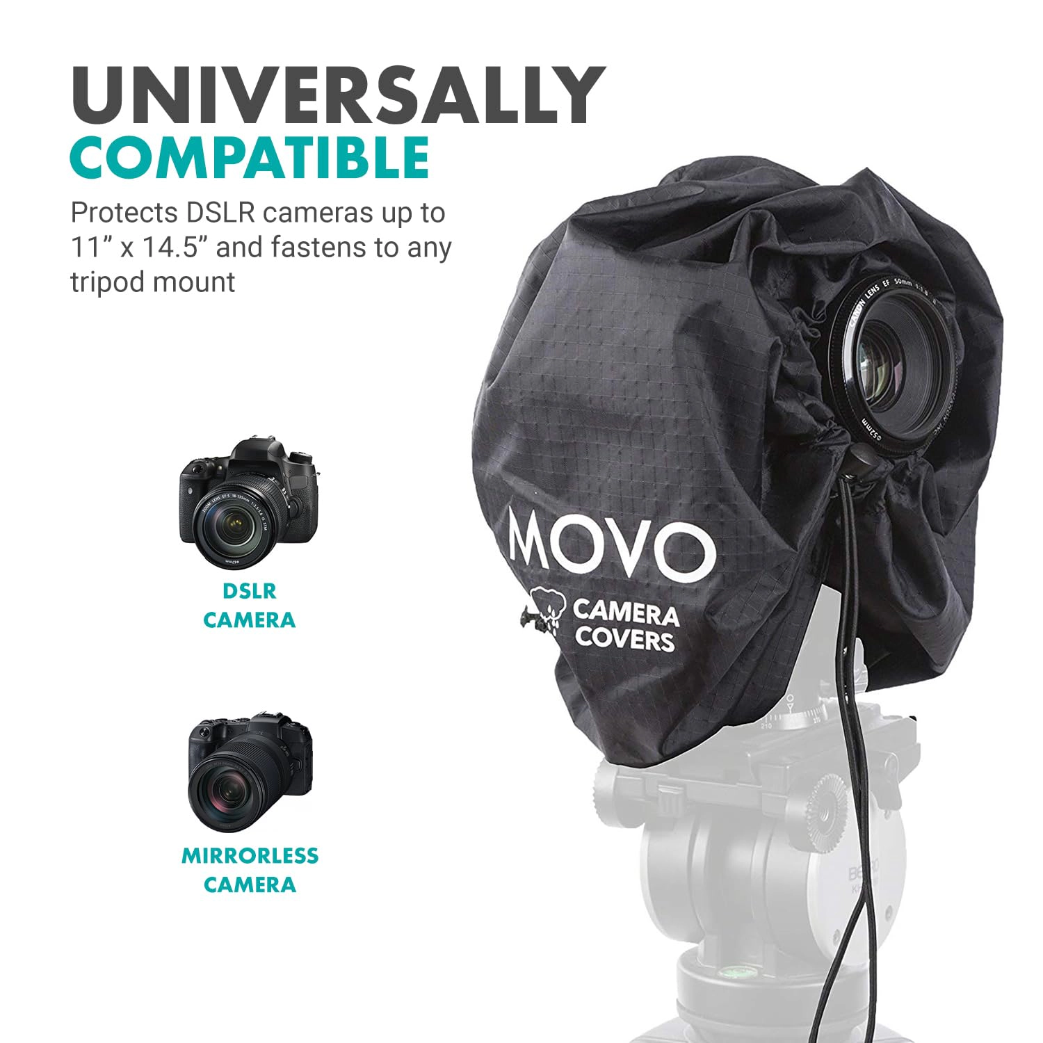 Movo CRC11 Camera Rain Coat Rain Cover for DSLR Cameras and Mirrorless Cameras and Lens (Junior Size: 11" x 14.5")