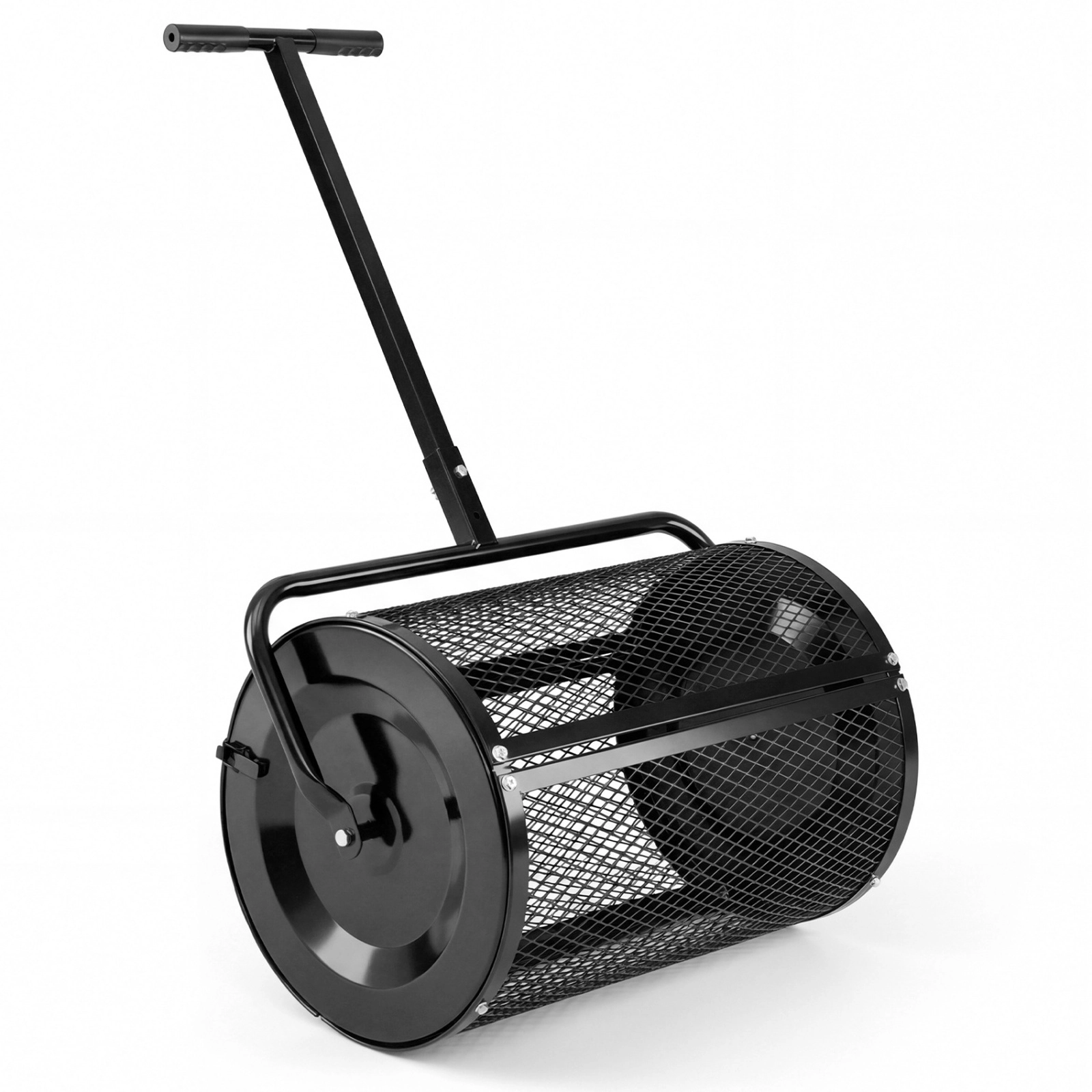 SUGIFT 24-in 2.7-cu ft Compost Spreader Peat Moss Roller with Height Adjustable T-Shape Handle