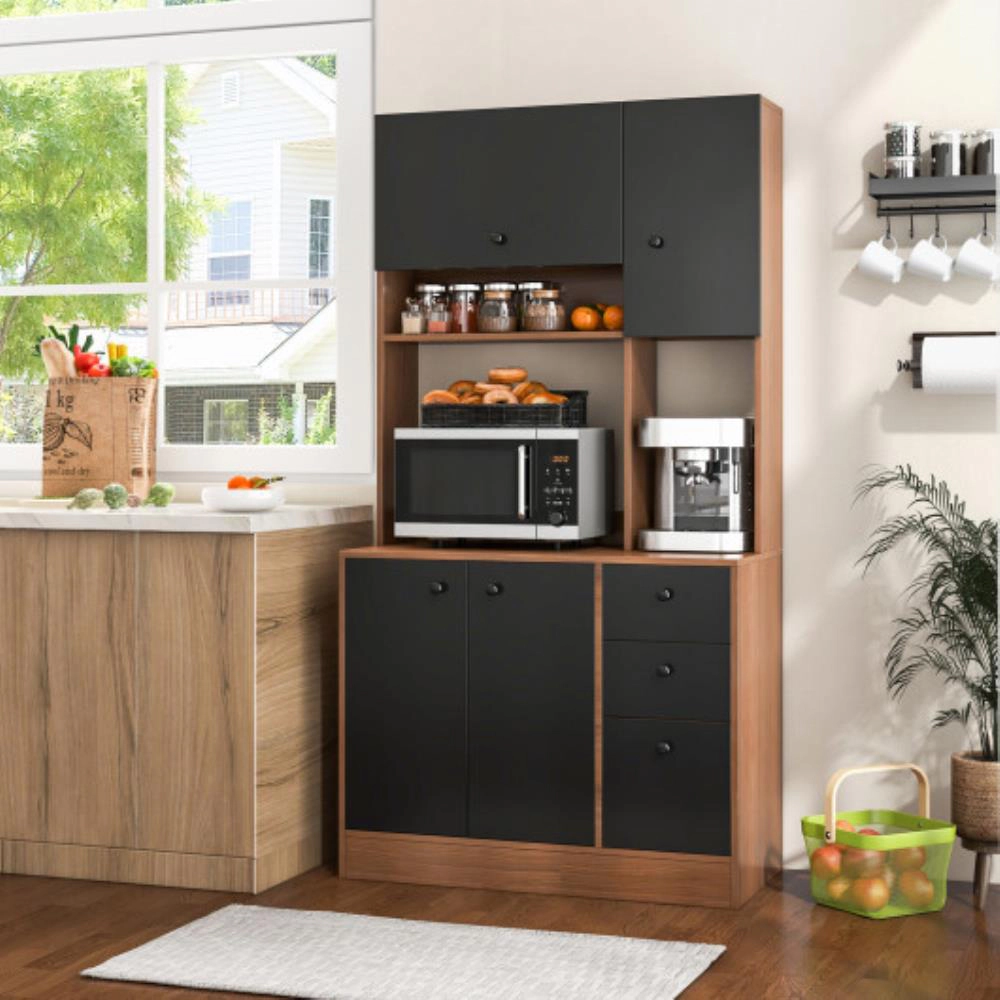 Hivvago 71 Inch Kitchen Pantry With 3 Storage Cabinet And Deep Drawers