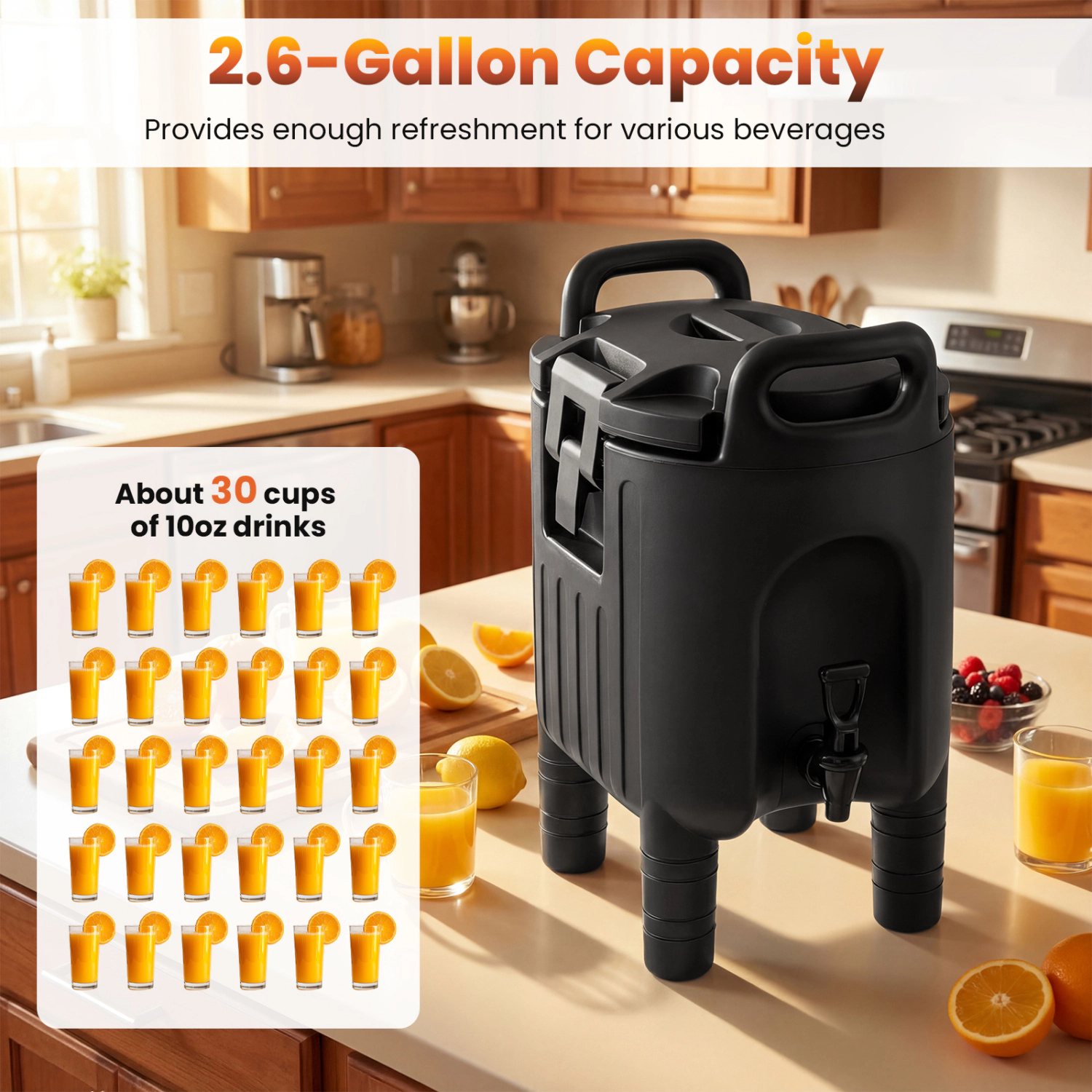 LJG 2.6 Gal Insulated Beverage Dispensers Set of with Handles