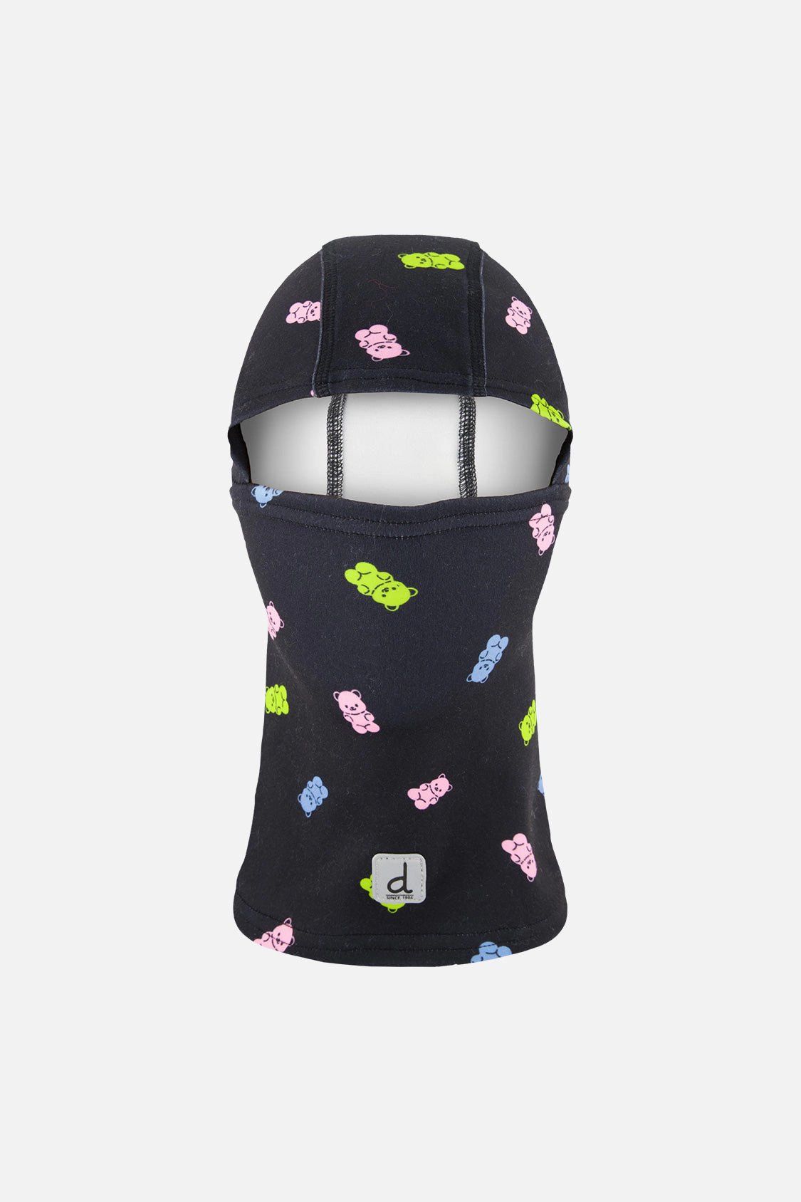 Deux par Girls Brushed Jersey Balaclava with Printed Gummy Bears and Reflective Patch