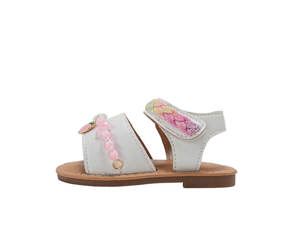 bebe Toddler Girl's Fashion Sandals - Dressy Shoes with Glitter Braid and Bracelet Accent
