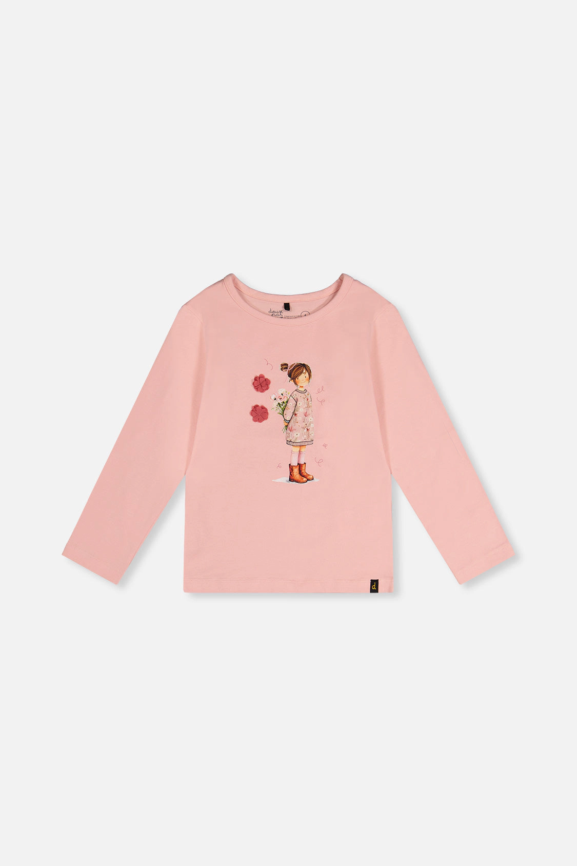 Deux par Girls Textured Flower Graphic Organic Cotton Jersey T-Shirt