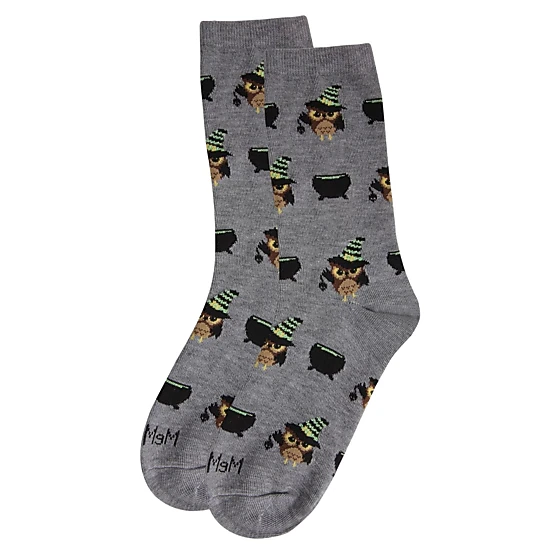 MeMoi Women's Witchy Owl Festive Crew Socks