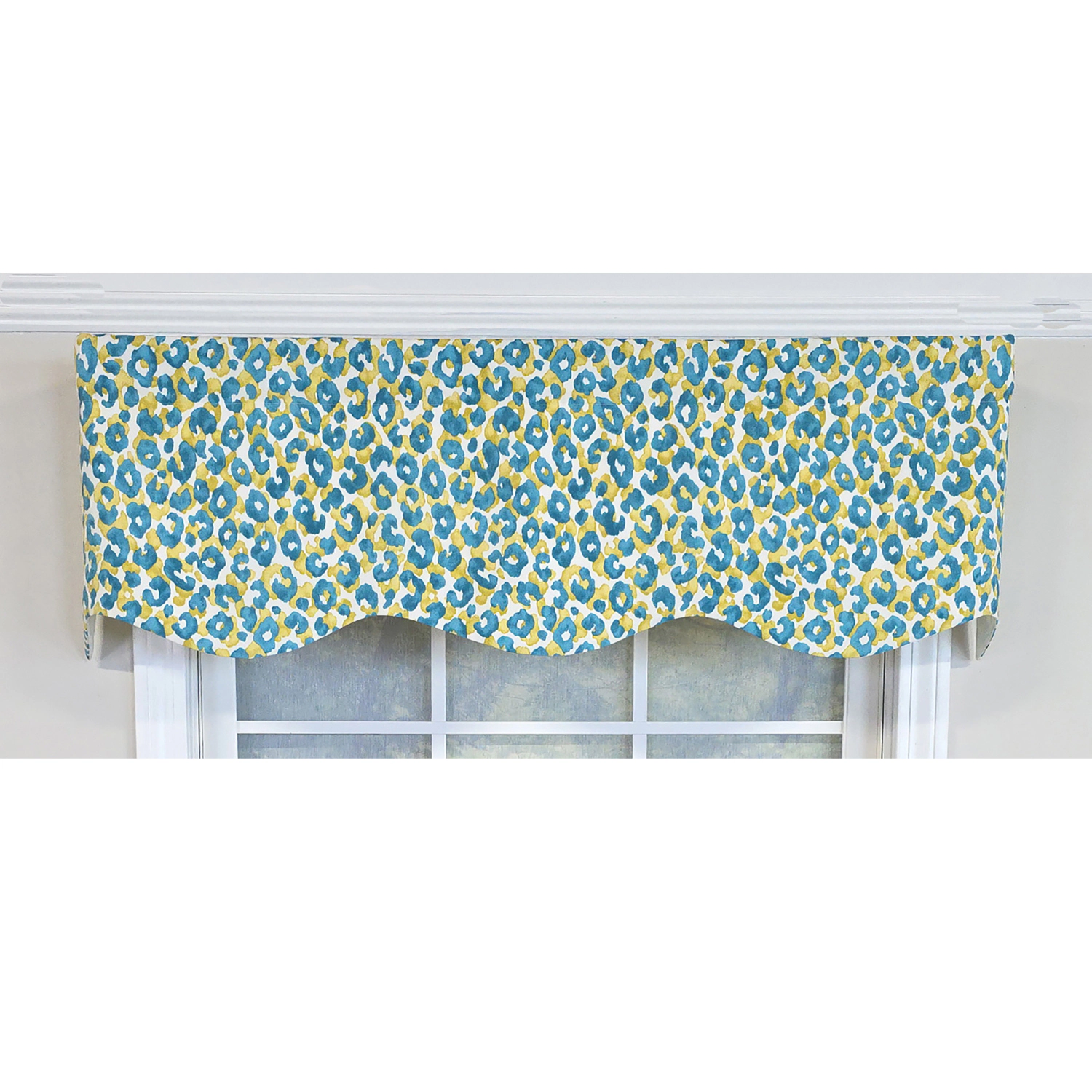 RLF Home 100% Cotton Marrakesh Provance  Fully lined Windows Rod Pocket Valance 50" x 15"  Green
