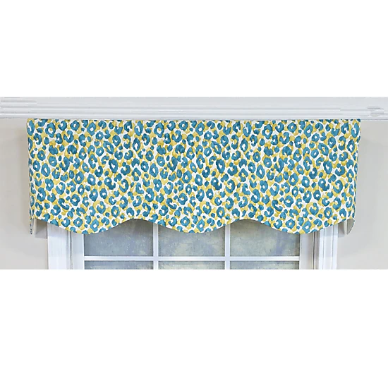 RLF Home 100% Cotton Marrakesh Provance  Fully lined Windows Rod Pocket Valance 50" x 15"  Green