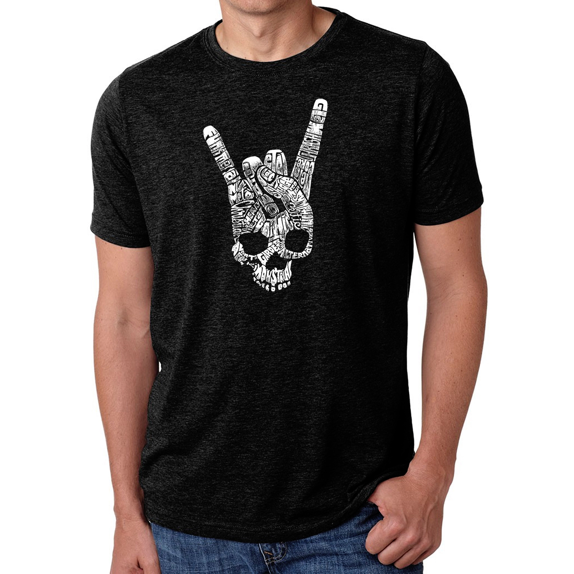 LA Pop Art Men's Cotton/Poly Word T-Shirt - Heavy Metal Genres