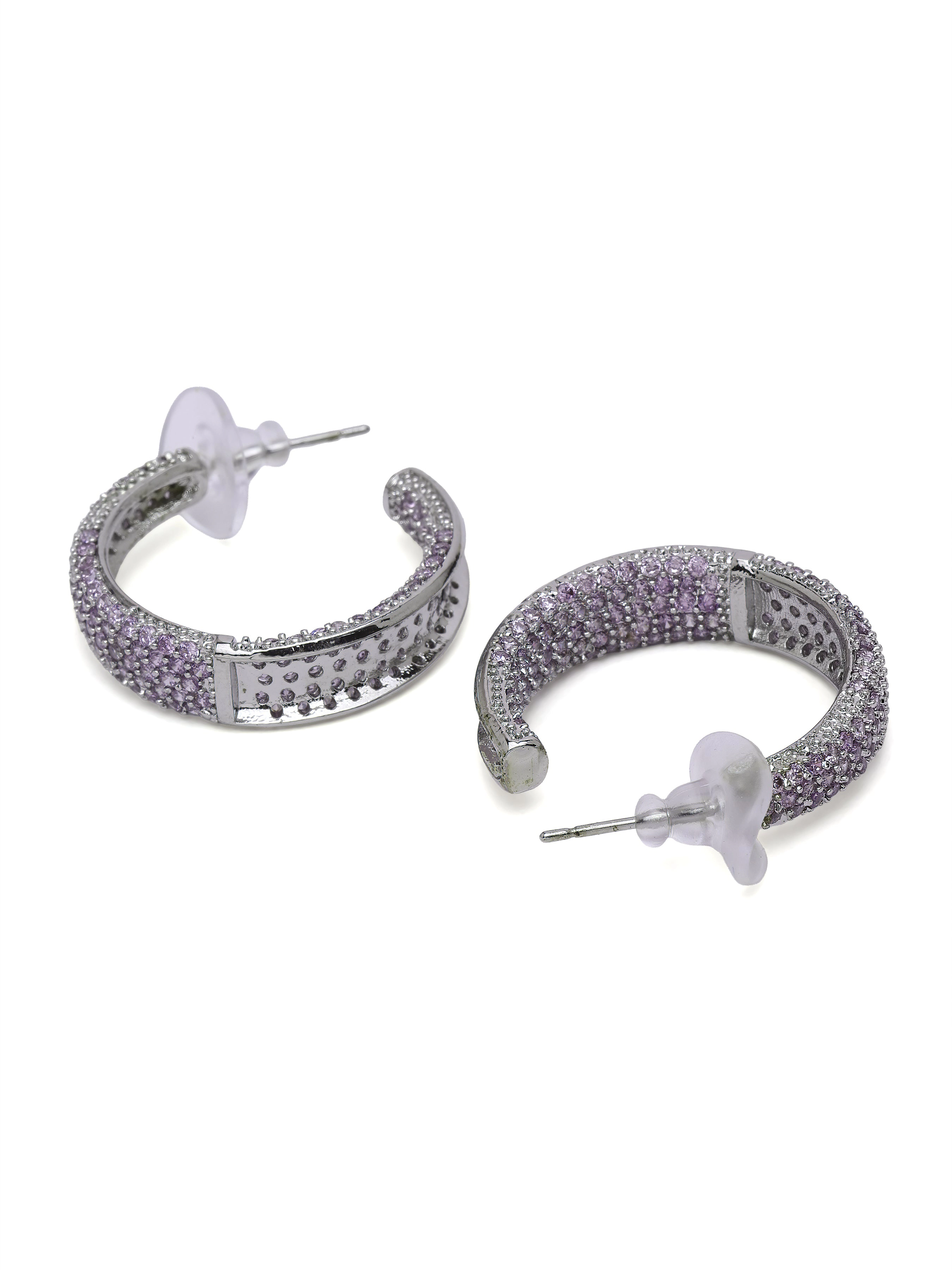 AGP PARIS Womens Pavé Tapered Hoop Earrings