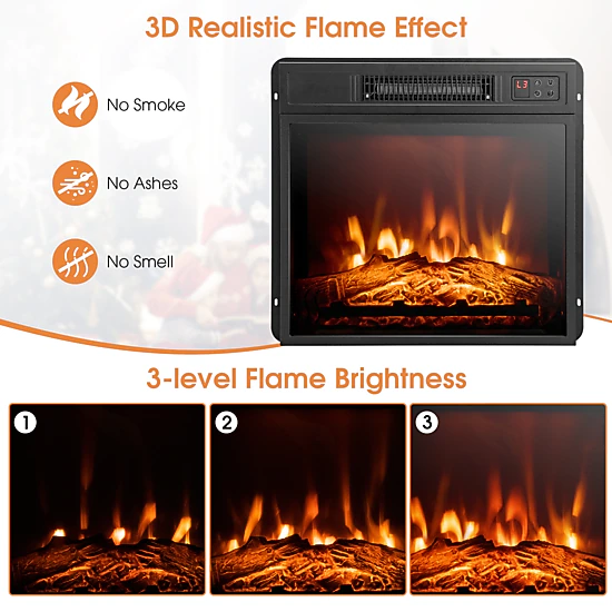 SUGIFT 1400W 4650-BTU White TV Stand Electric Fireplace Mantel with 3D Flame Effect and Anti-Tipping Device
