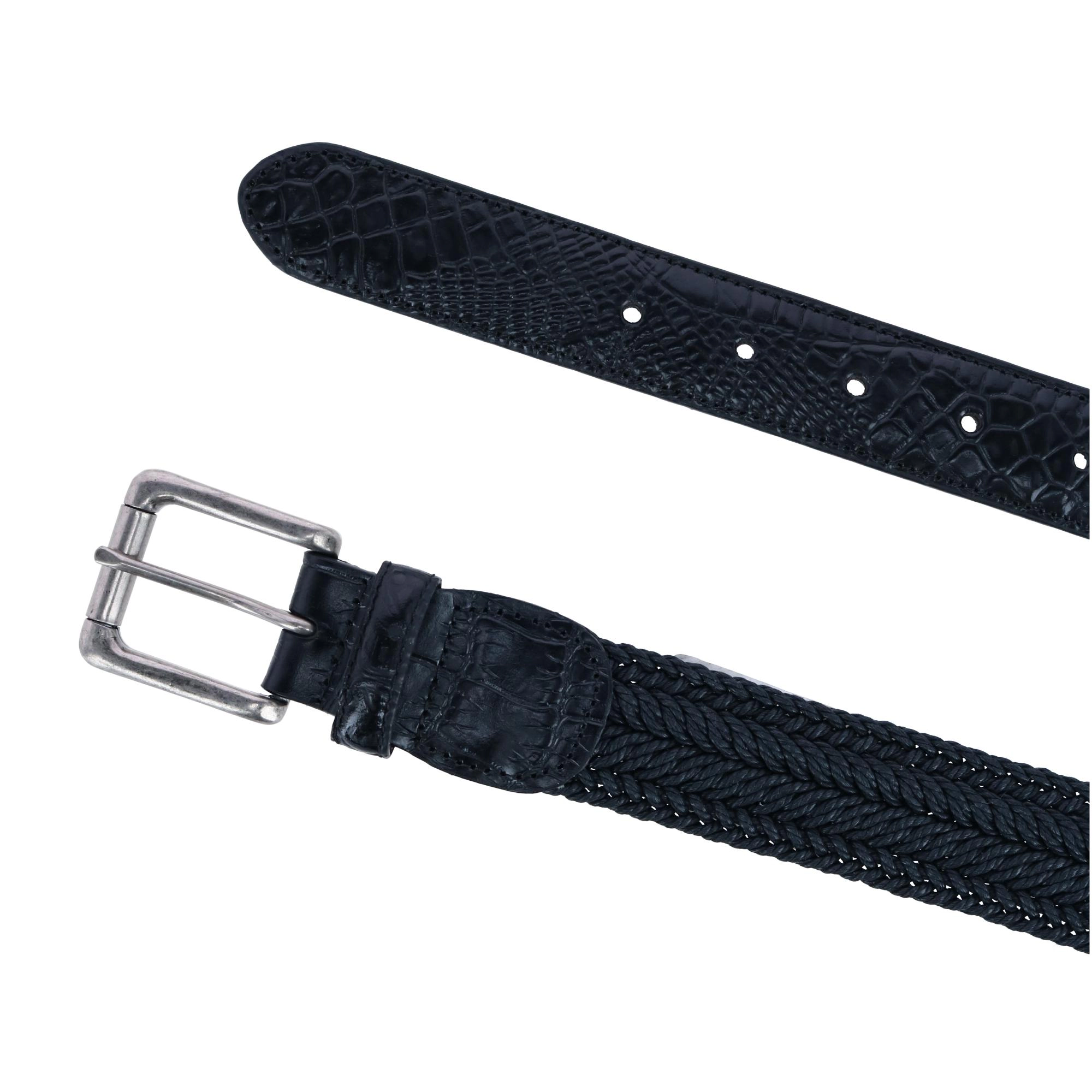 CTM Men's Big & Tall Waxed Braided Belt with Croc Print Ends