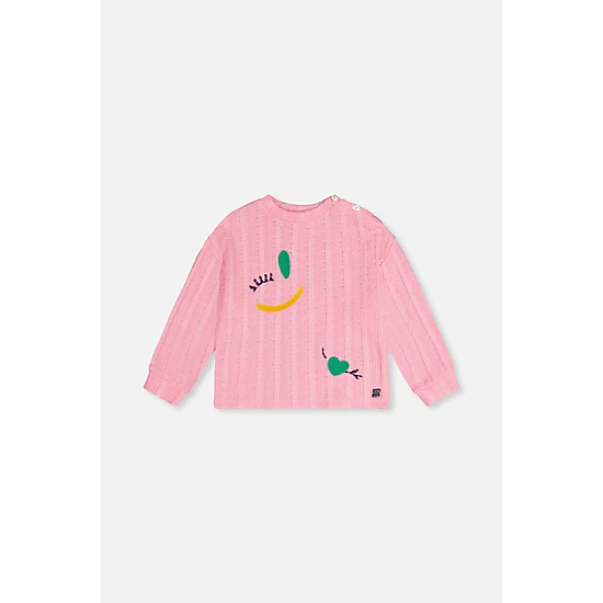 Deux par Deux Girls Fruit Embroidered Knit Top