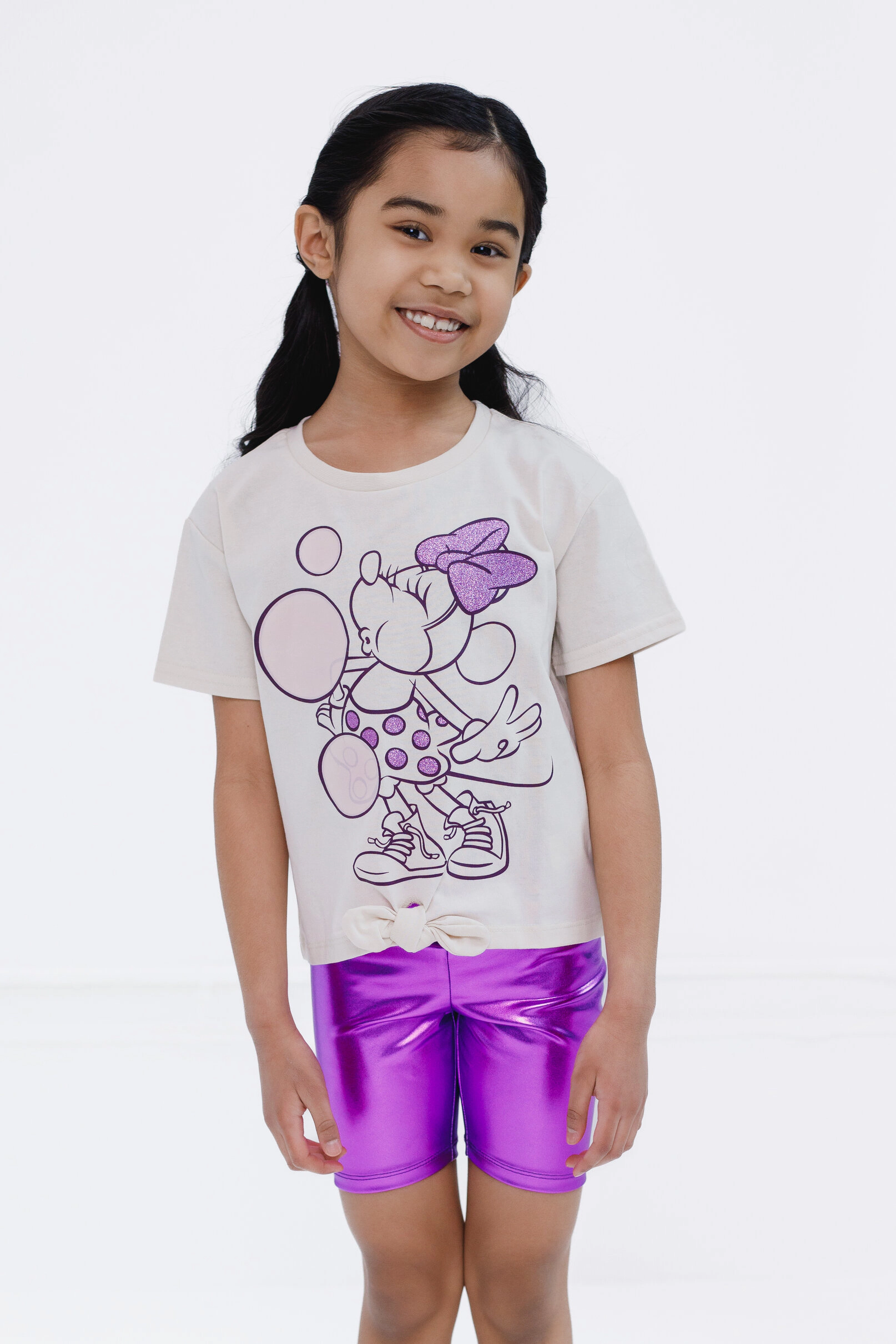 Disney Minnie Mouse Girls' 2-Piece T-Shirt and Bike Shorts Set