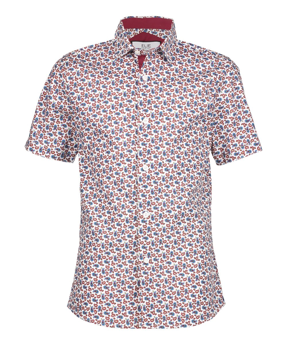 Elie Balleh Boys Slim Fit Paisley Short Sleeve Shirt