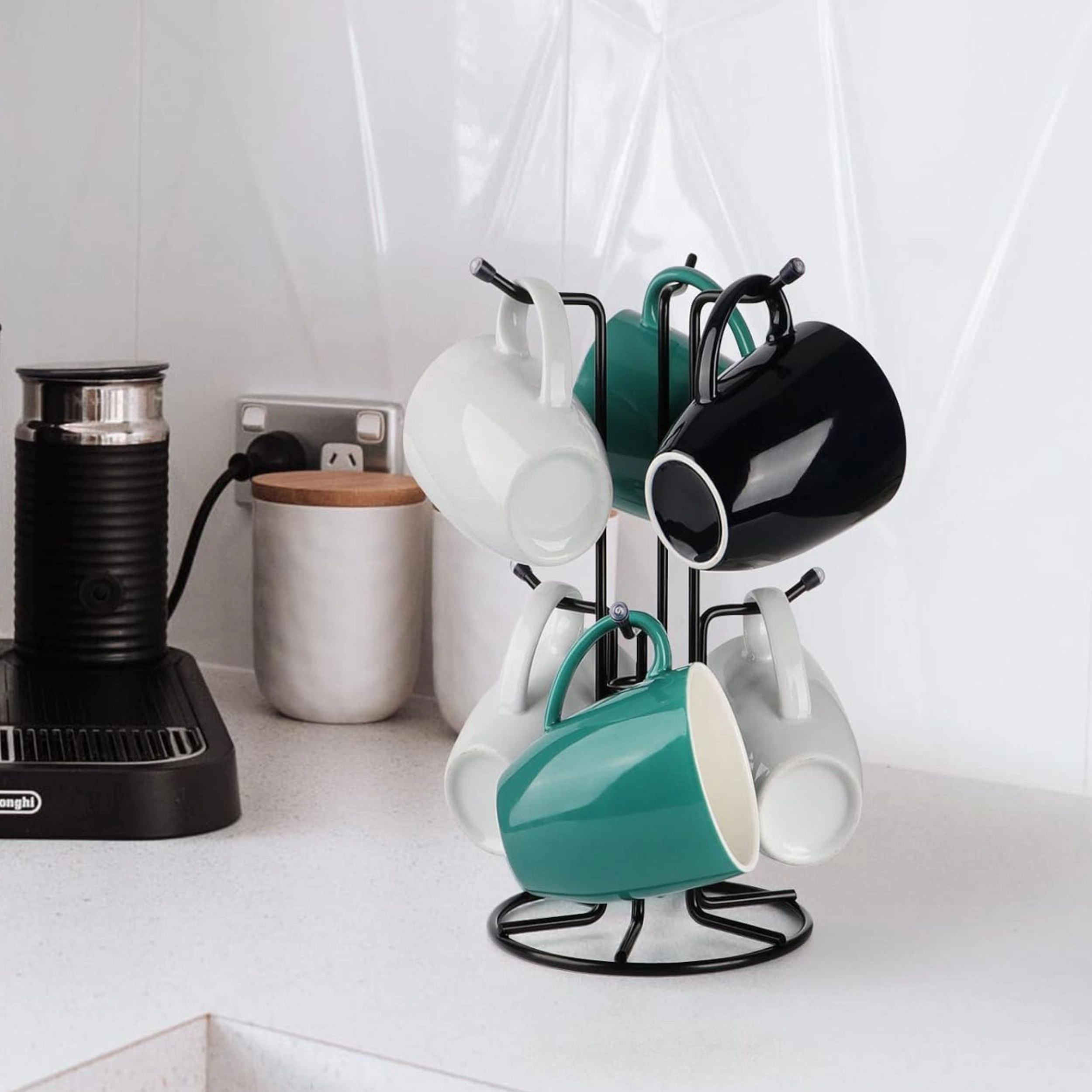 Stock Preferred Metal Mug Tree with 6 Hooks Countertop Coffee Cup Holder for Large Mugs
