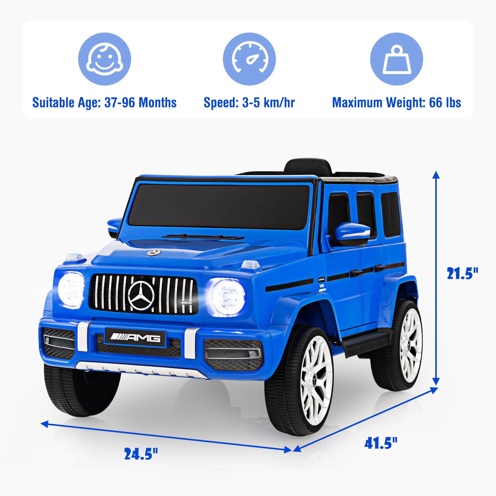 SUGIFT Kids Navy 12V SUV Ride On Car with Remote and Detachable Bumper 41.5-in W 21.5-in H 66-lb Seat Capacity