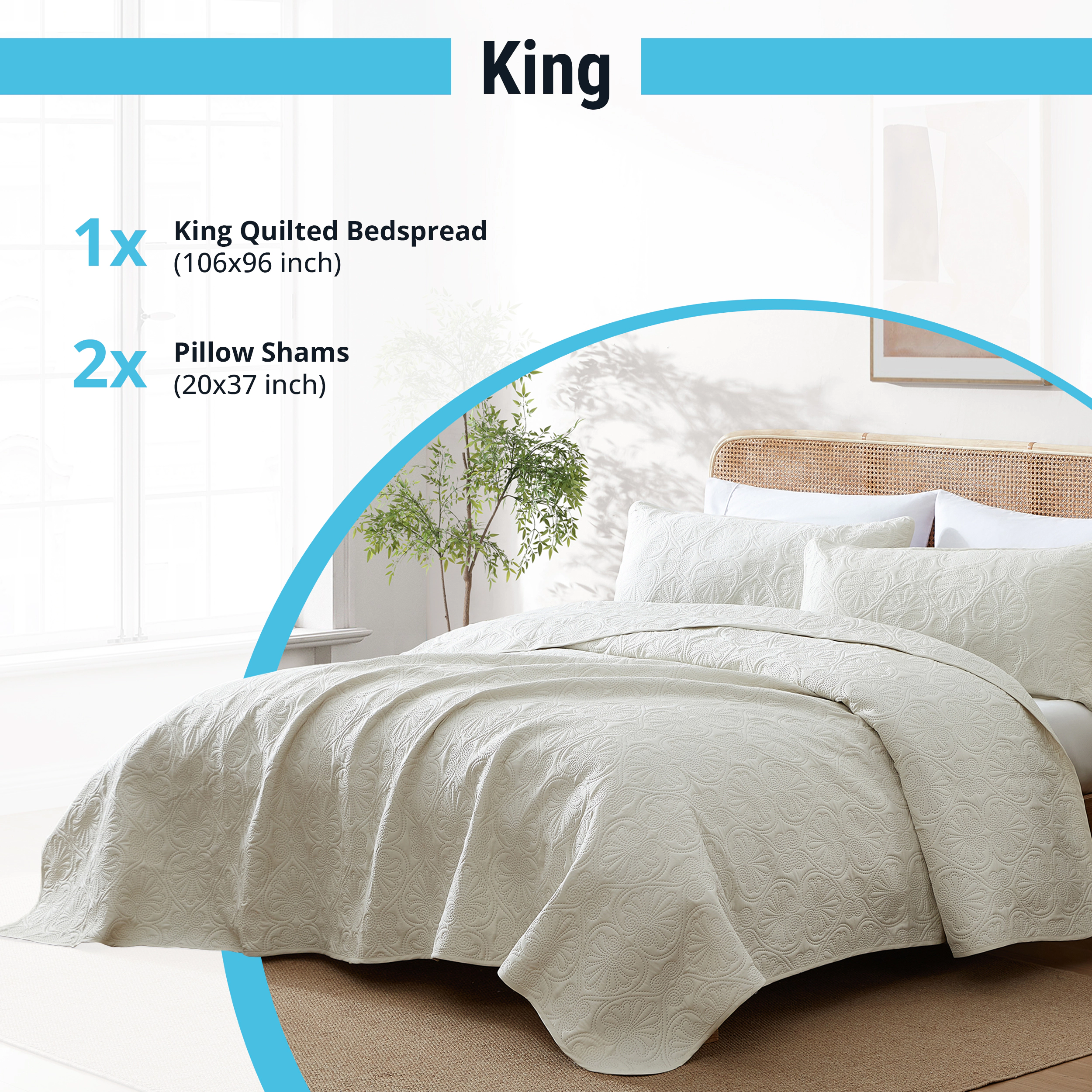 HLC.ME Benji - 3 Piece  Quilt Set, Lightweight Bedspread Coverlet Set