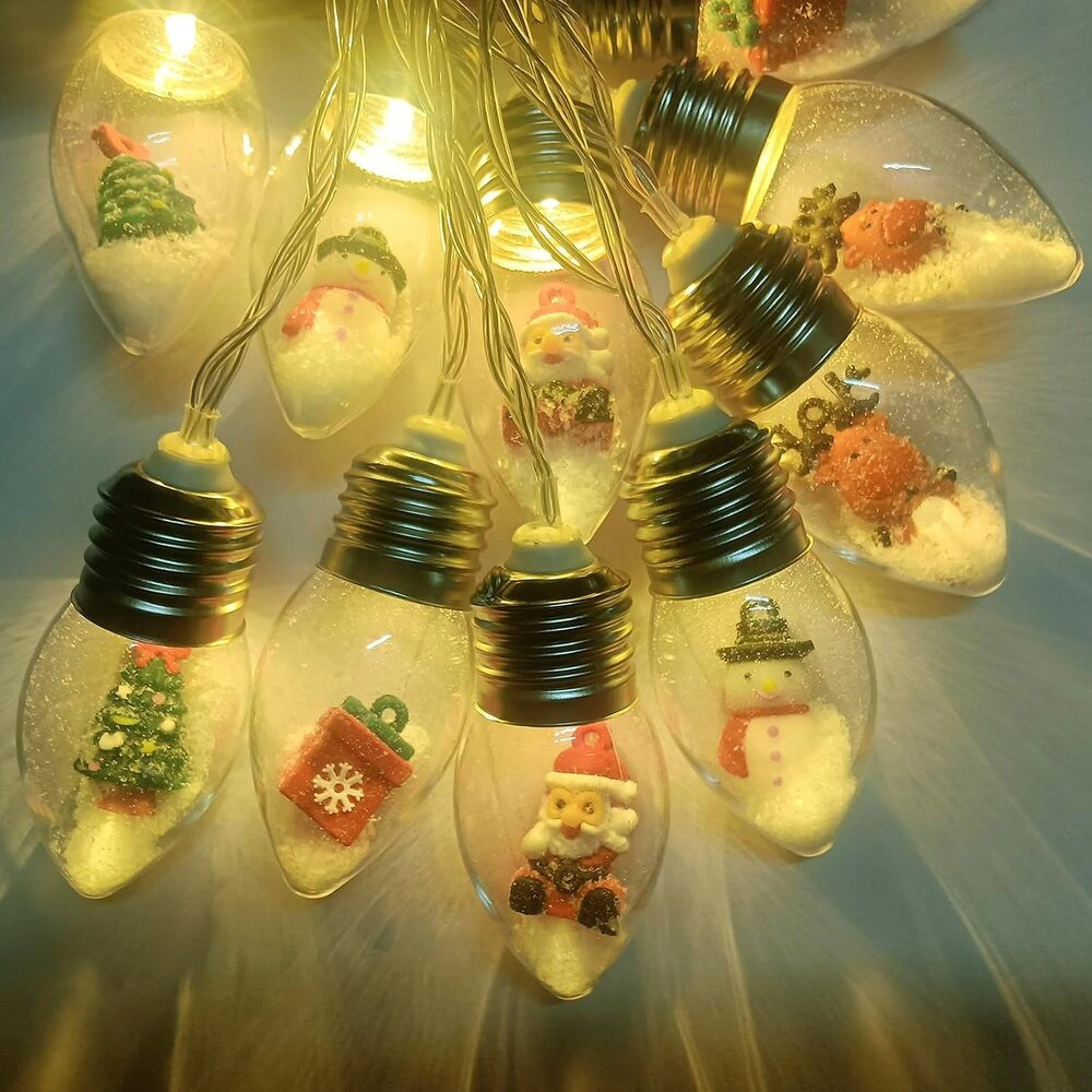 Novsight Trading Unisex Christmas Snow Globe LED String Lights 6.8 Ft
