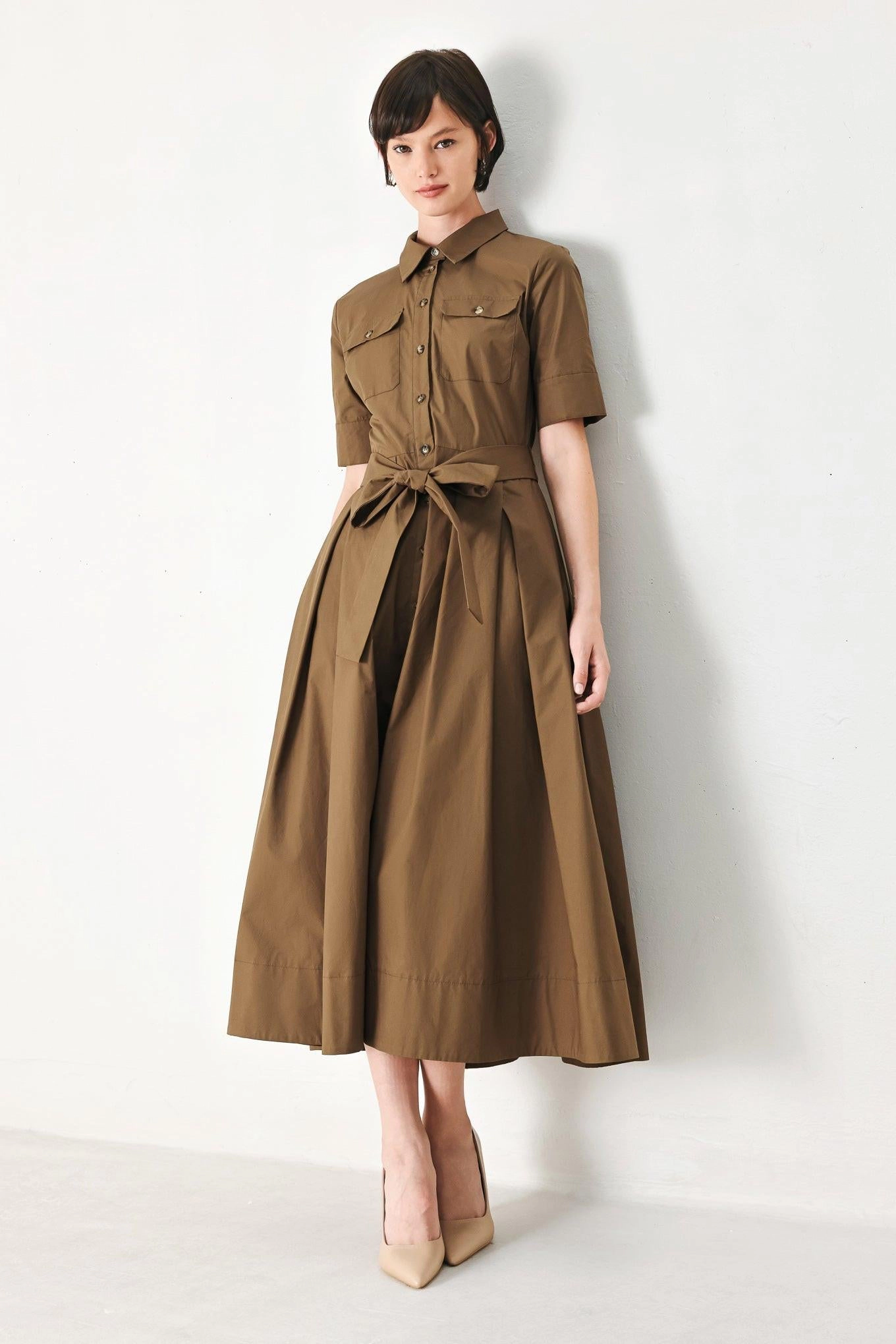 TRUEDAMES Women Desert Icon Woven Midi Shirt Dress