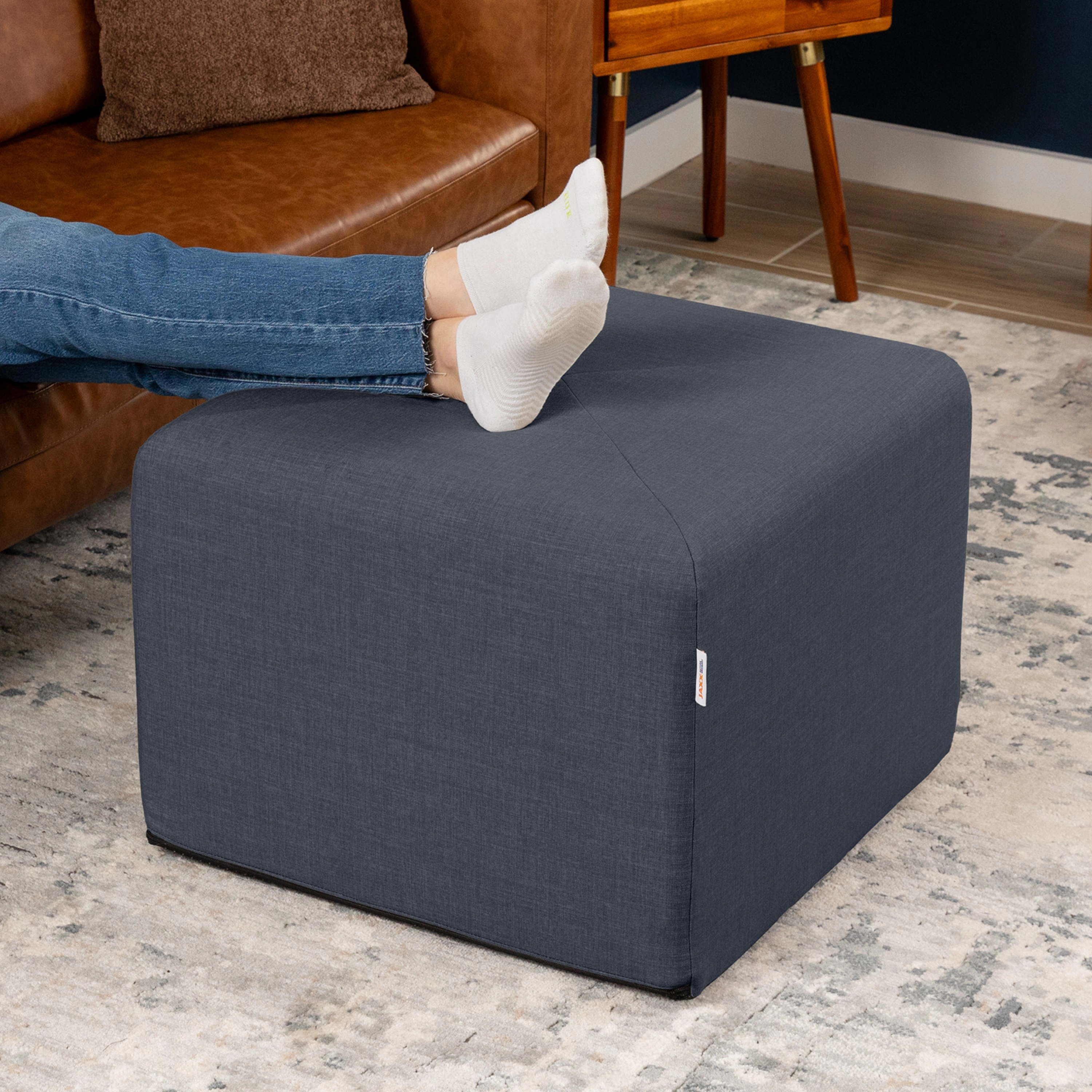 Jaxx Monroe Square Foam Ottoman with Stain Resistant Performance Fabric, Large (24 x 24 18)