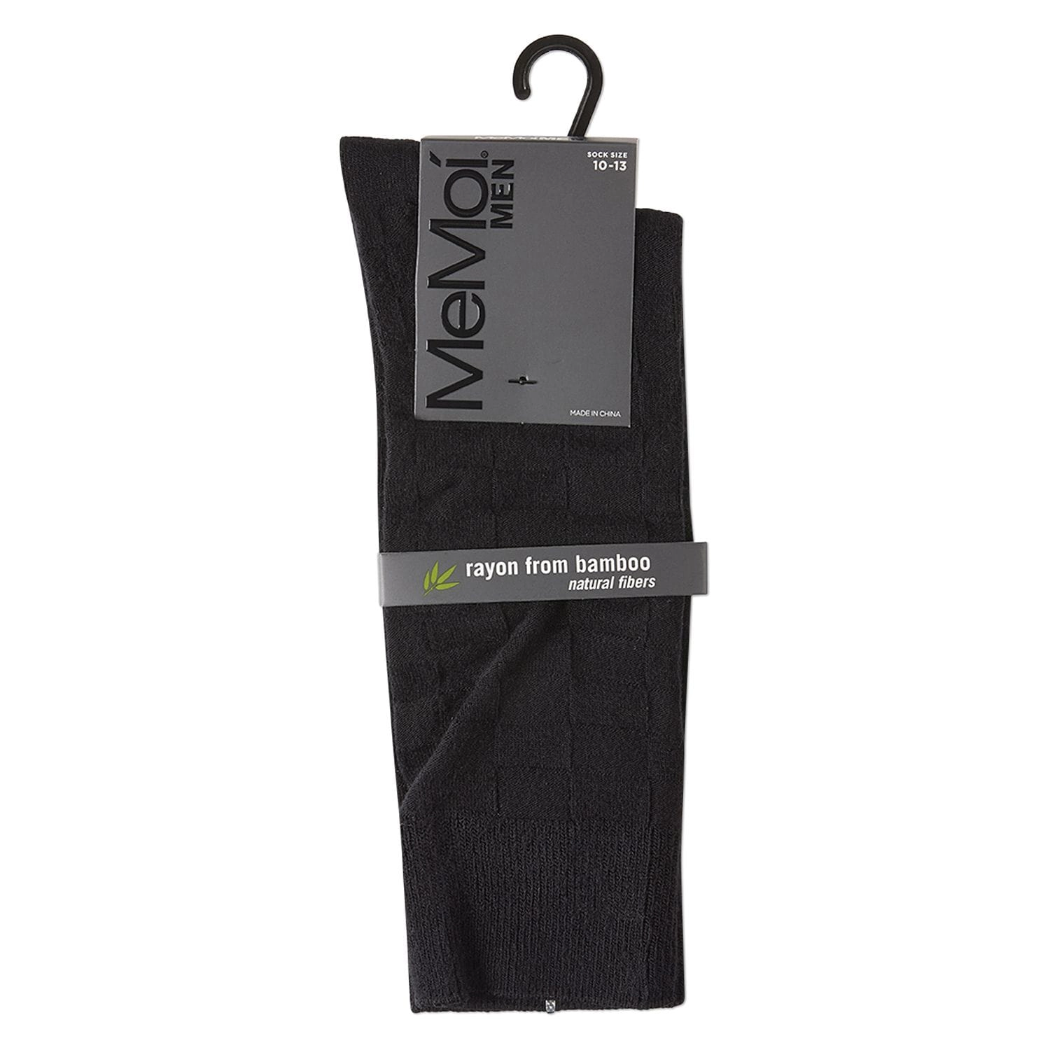 Memoi Men's Bamboo Blend Solid Checkerboard Crew Socks