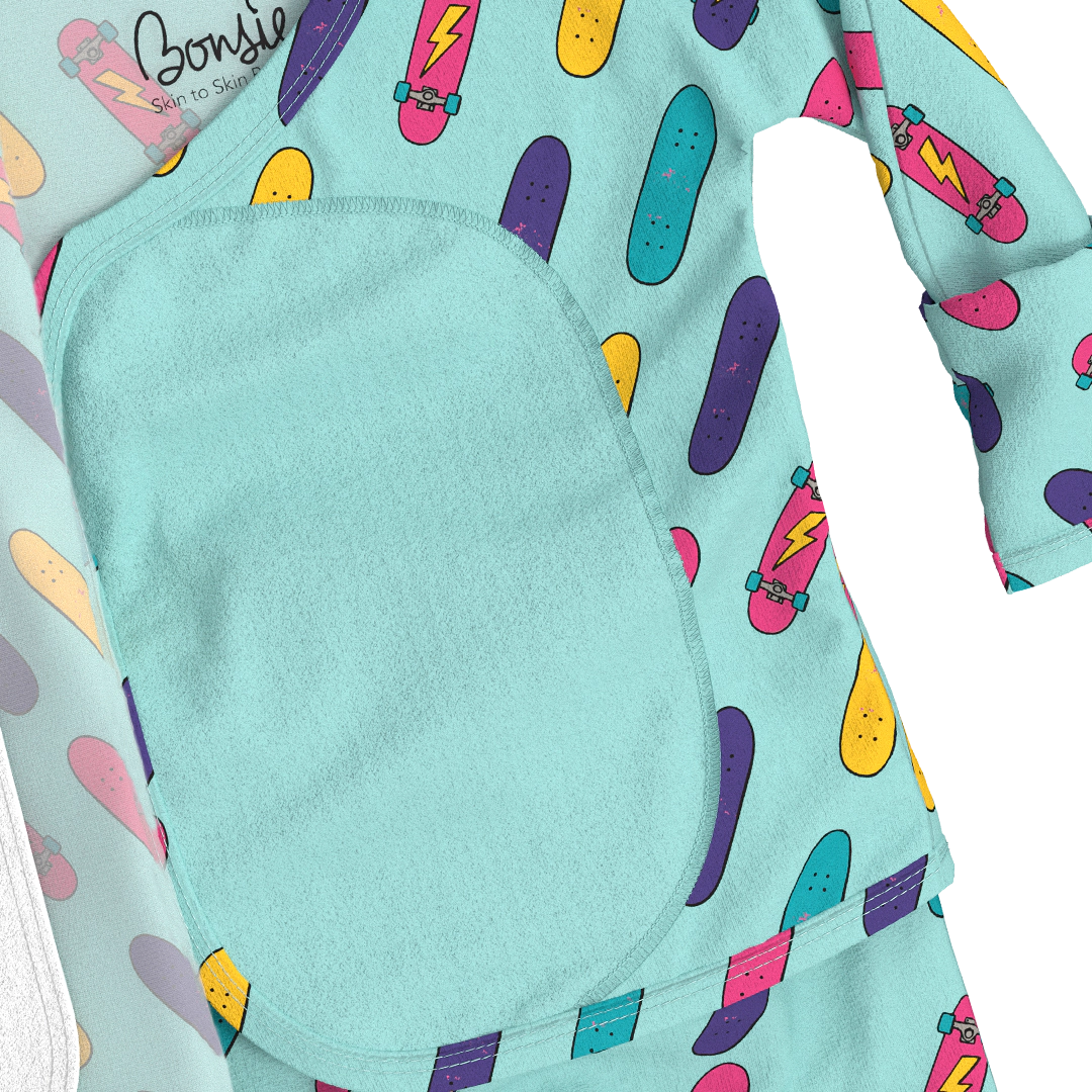 Bonsie Footie - Tiny Tricks wrap-front newborn footed one-piece