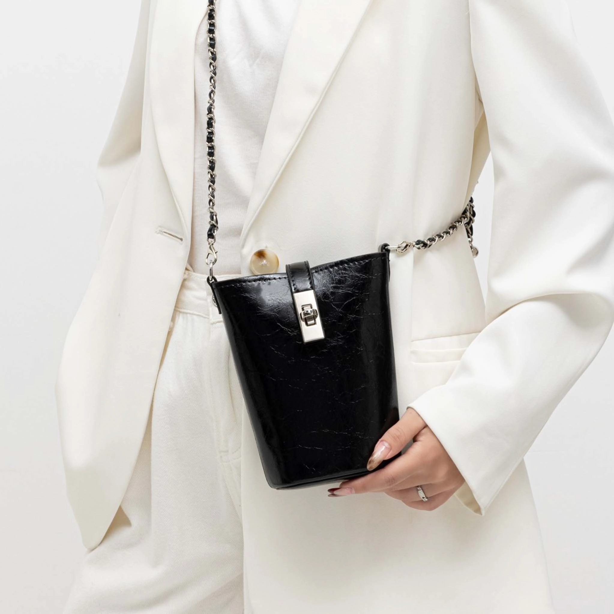 J'OMOR by Mia Faux Leather Turn-Lock Crossbody Bag, 6" x 7"