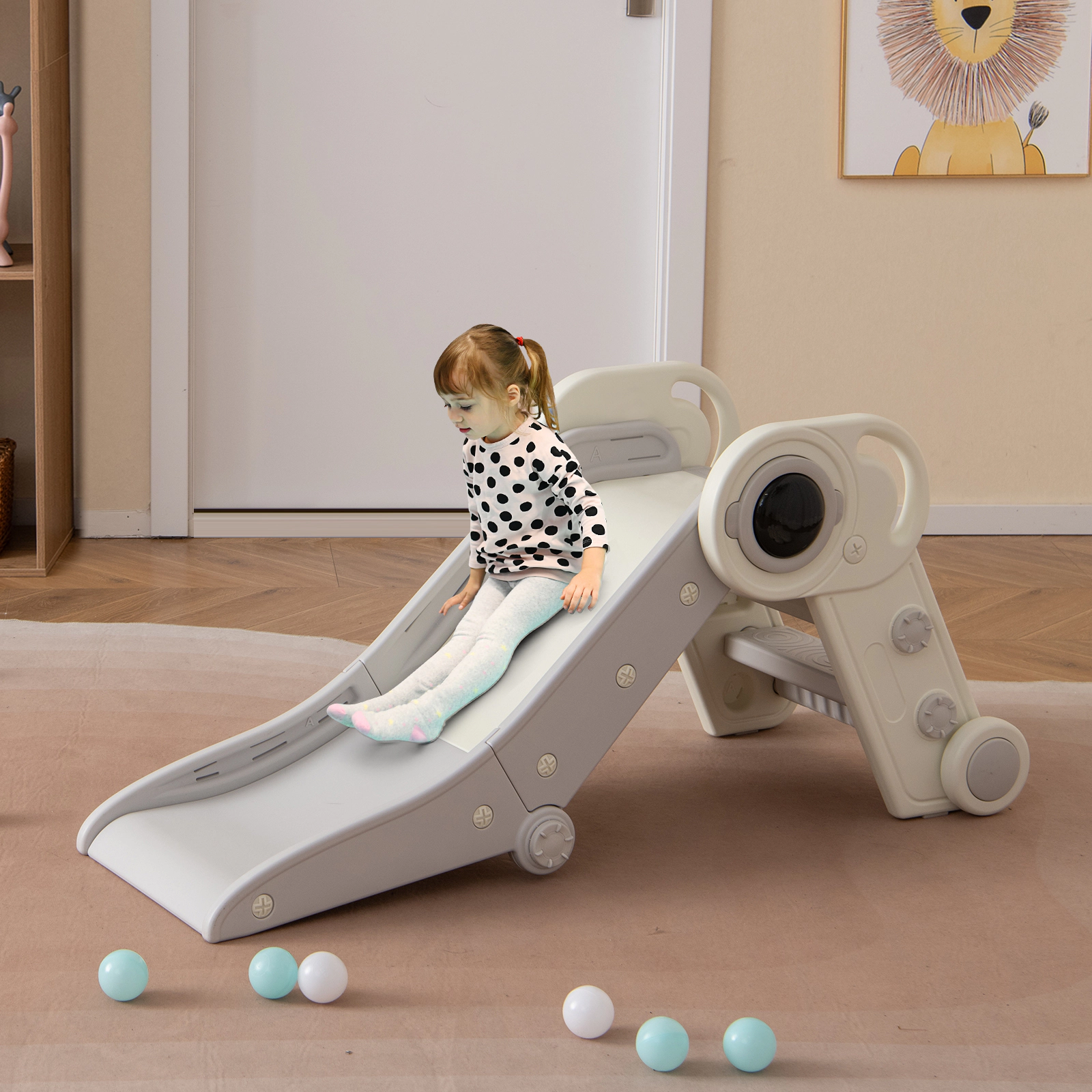 SUGIFT Gray 18 Months and Up 2 in 1 Baby Slide and Climber