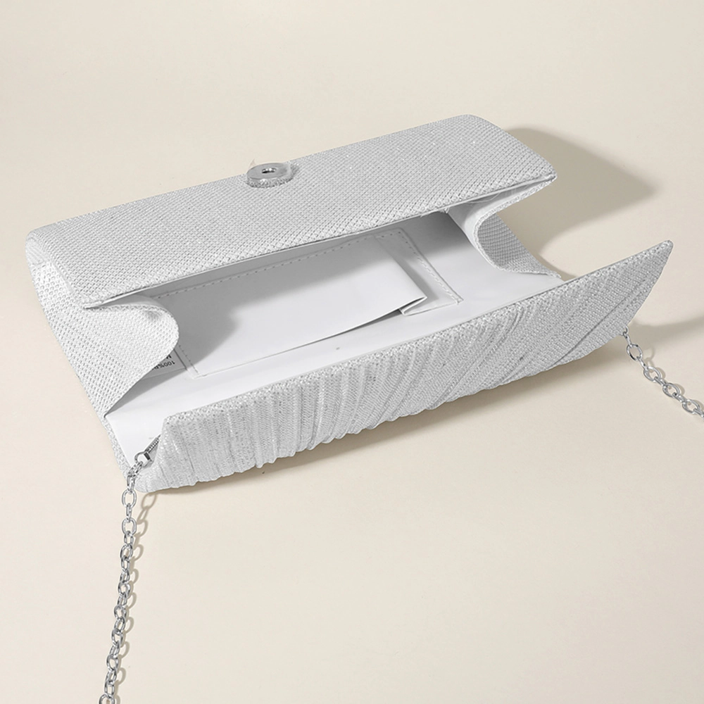 Fashnzfab Pleated Shimmery Evening Clutch Crossbody Bag
