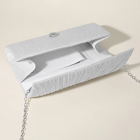 Fashnzfab Pleated Shimmery Evening Clutch Crossbody Bag