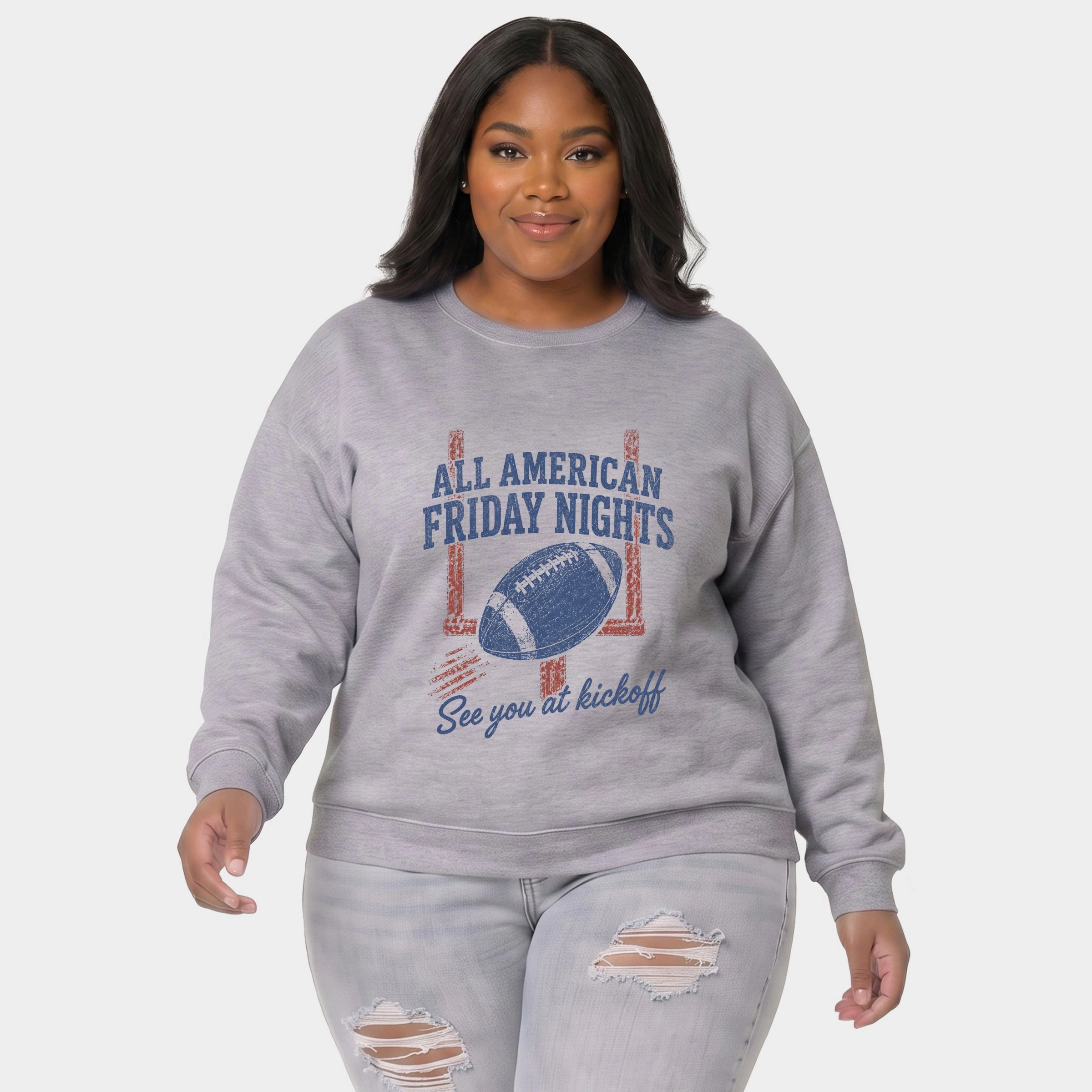 Simply Sage Market - Women's Plus Sized Graphic Sweatshirt All American Friday Nights