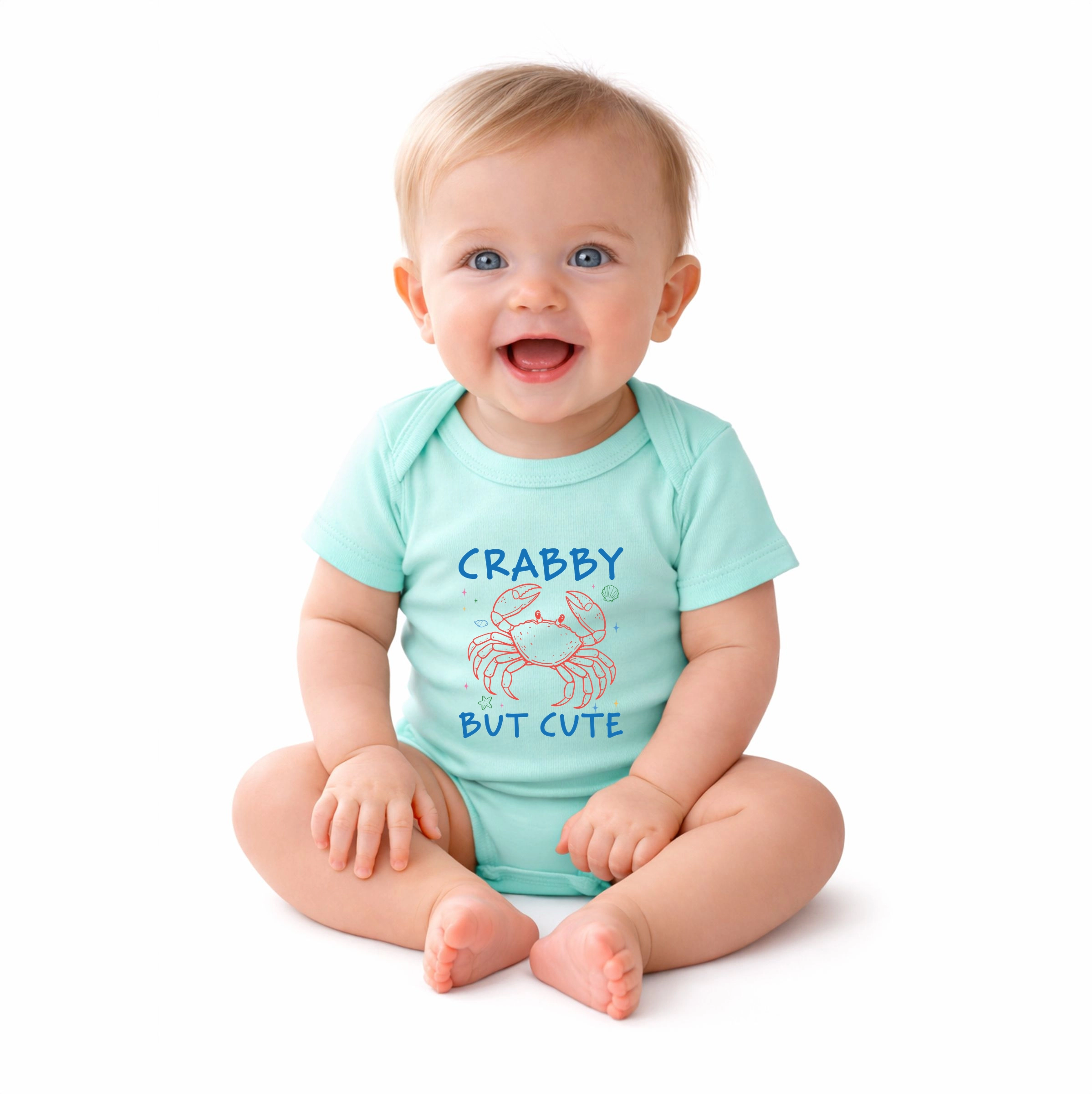 The Juniper Shop - Crabby But Cute Baby Short Sleeve Graphic Bodysuit