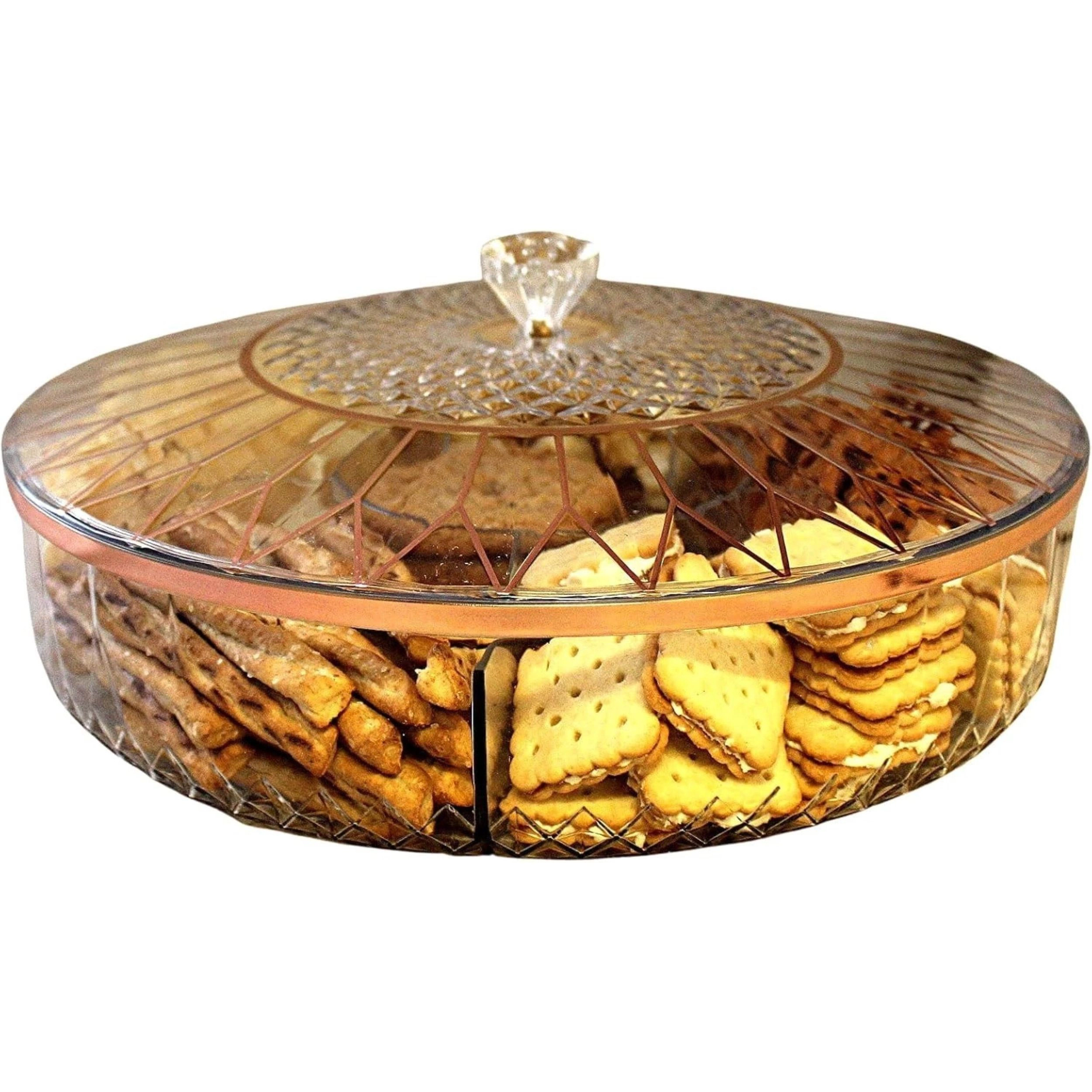 Home Collection Clear 6-Compartment Snack Serving Tray with Lid