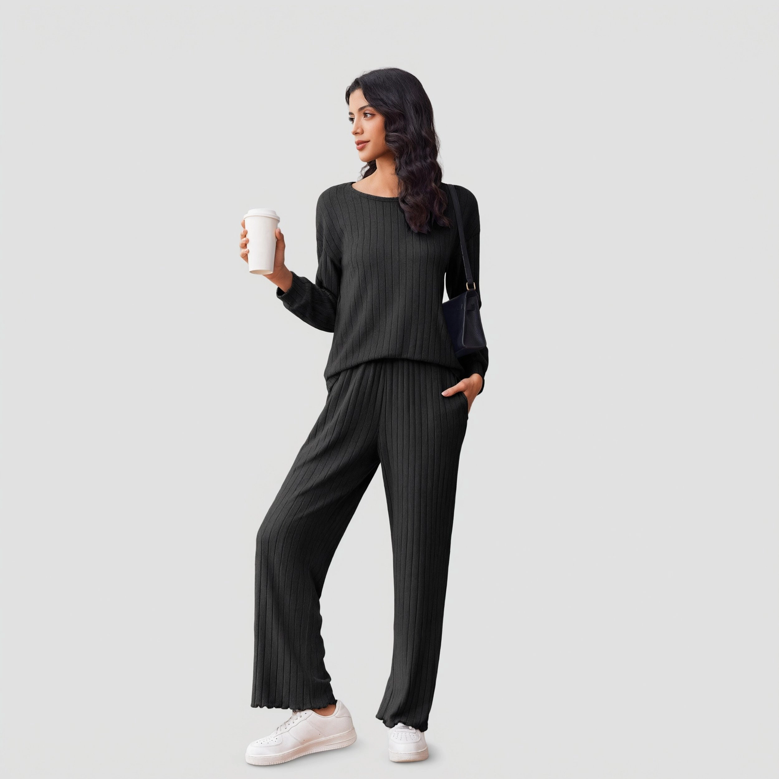 Ekouaer Comfy Pajamas Set Housewear Suit Casual Sleepwear Soft Loungewear