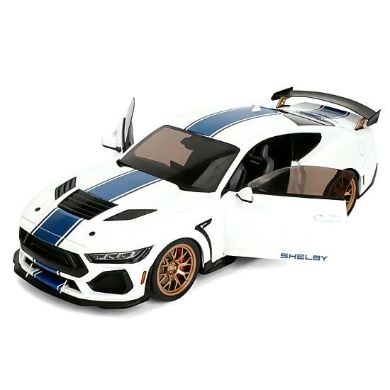 Jada Ford Mustang Shelby Super Snake White Metallic With Blue Stripes And Gold Wheels "Pink Slips" Series 1/18