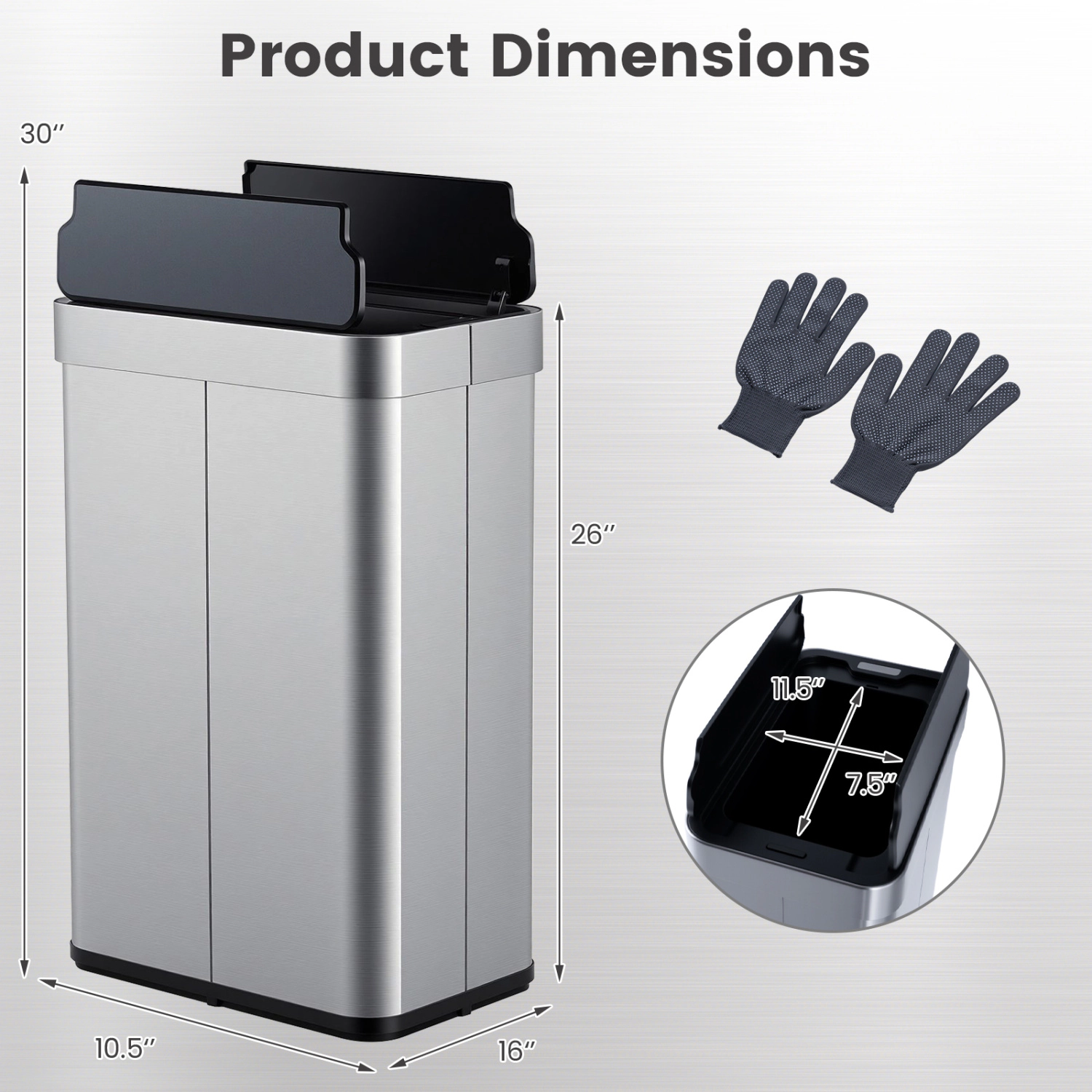 Hivvago 16 Gallon Trash Can with Wing Lids for Bedroom Bathroom Kitchen