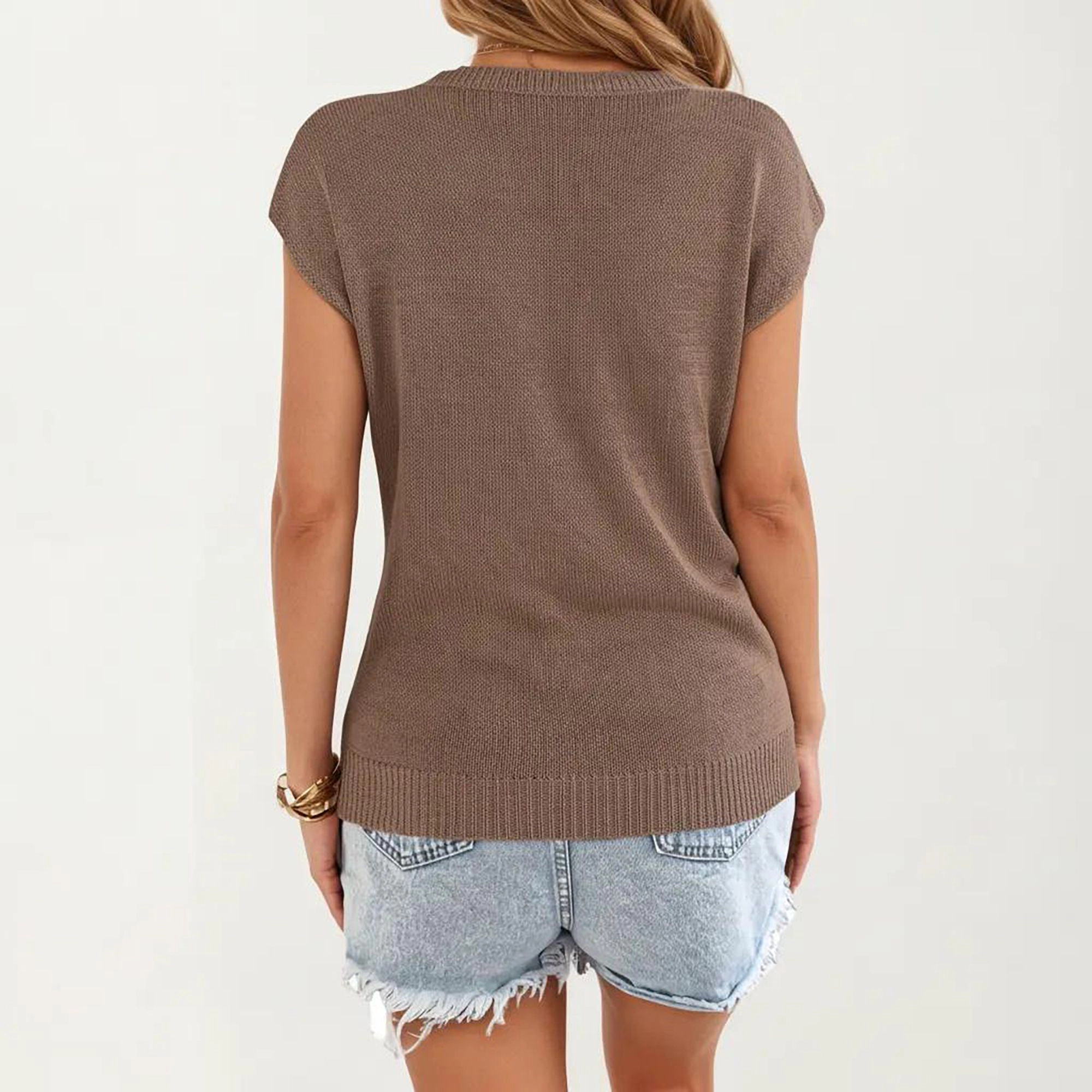 Anna-Kaci Women's Sleeveless Diamond Cable Knit Pullover Sweater Top with Ribbed Trim and Relaxed Fit