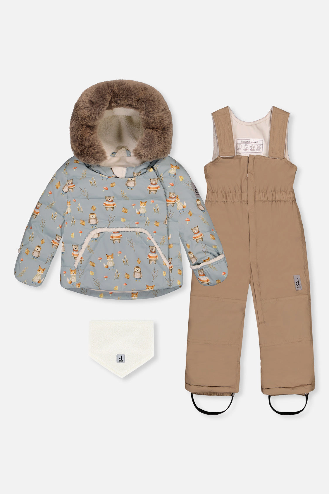Deux par Boys Animal Print Two Piece Snowsuit with Hooded Coat and Snow Pants
