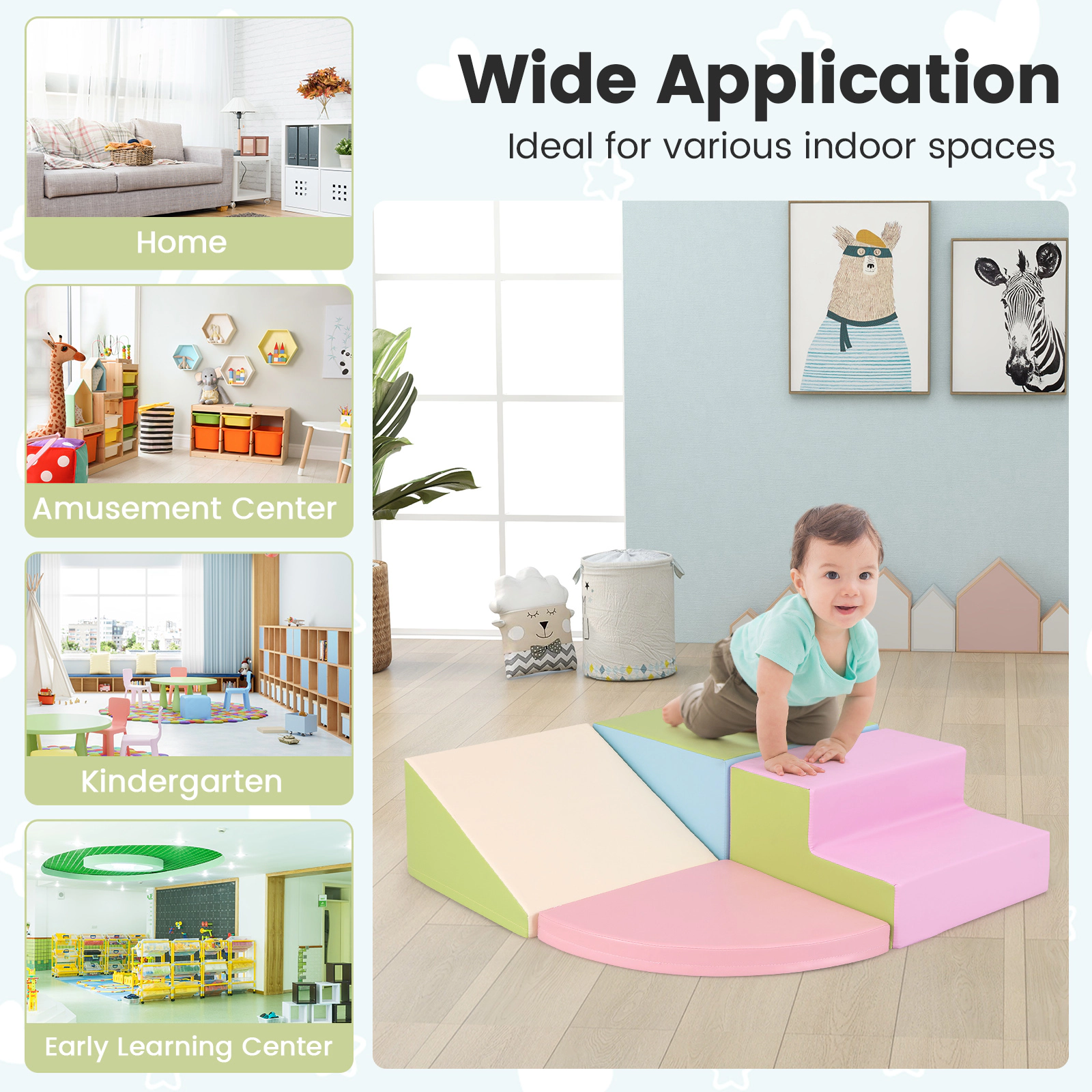 SUGIFT Climb and Crawl Foam Block Play Set for Infant Baby-Pink as Pictures Show