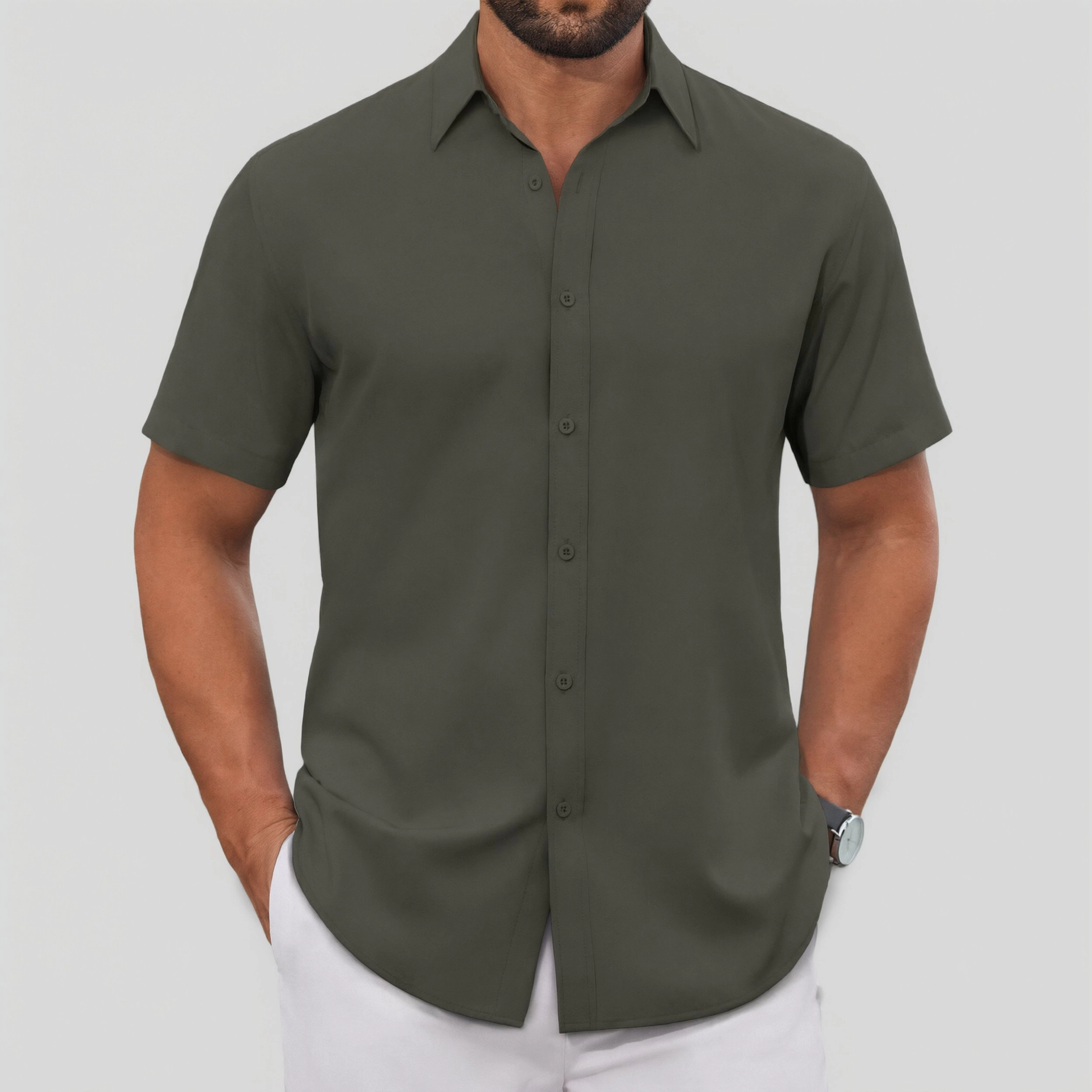 COOFANDY Men's Regular Fit Short Sleeve Button Front Shirt