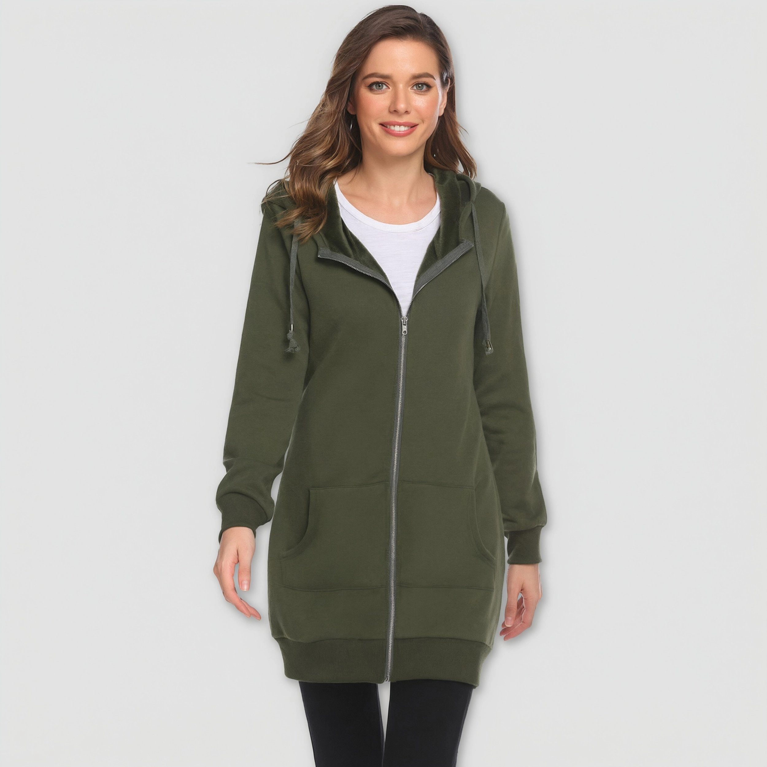 Zeagoo Women's Zip Up Fleece Oversized Hooded Tunic Sweatshirt with Pockets