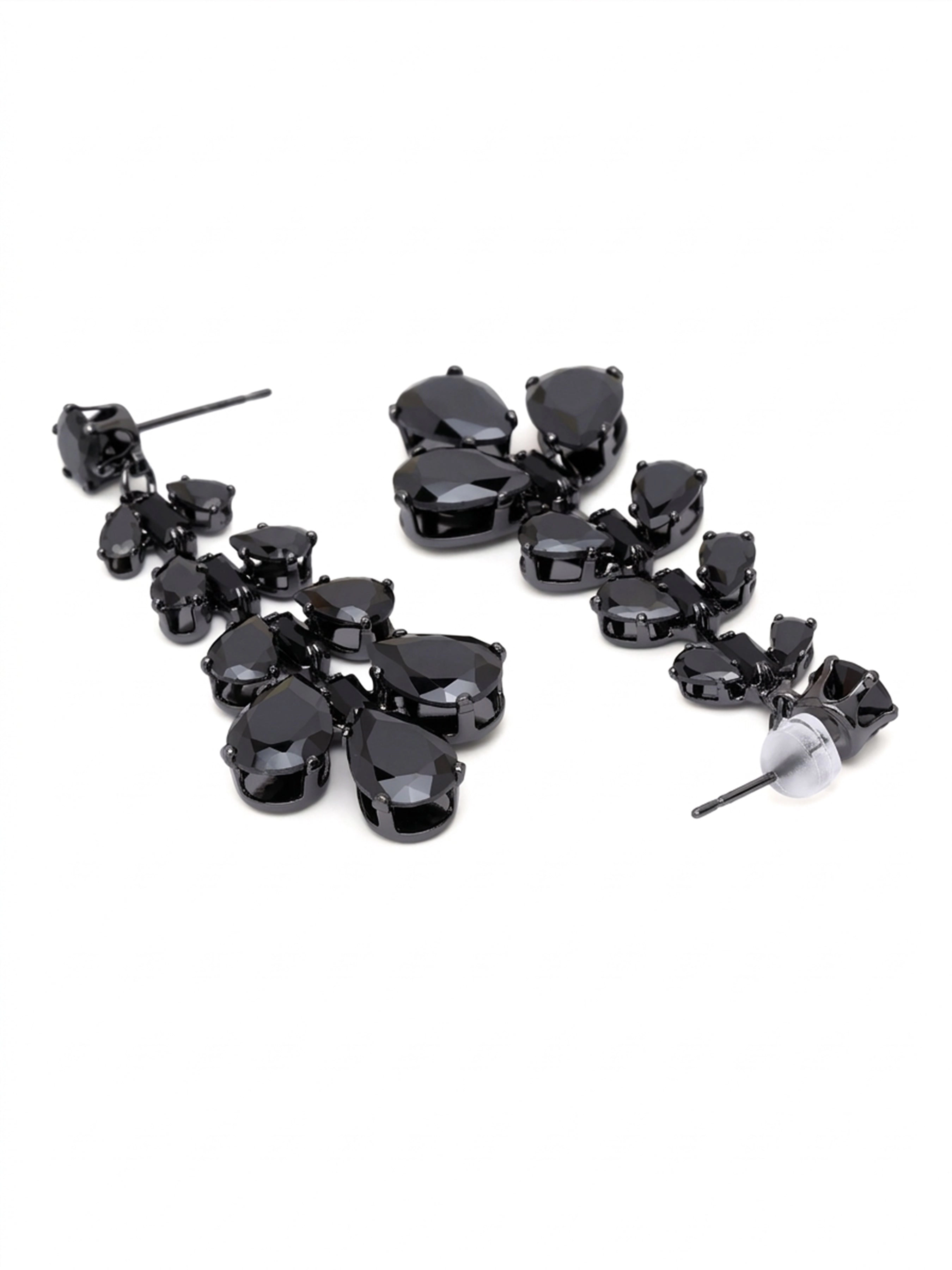 AGP PARIS Womens Jet Cluster Chandelier Earrings