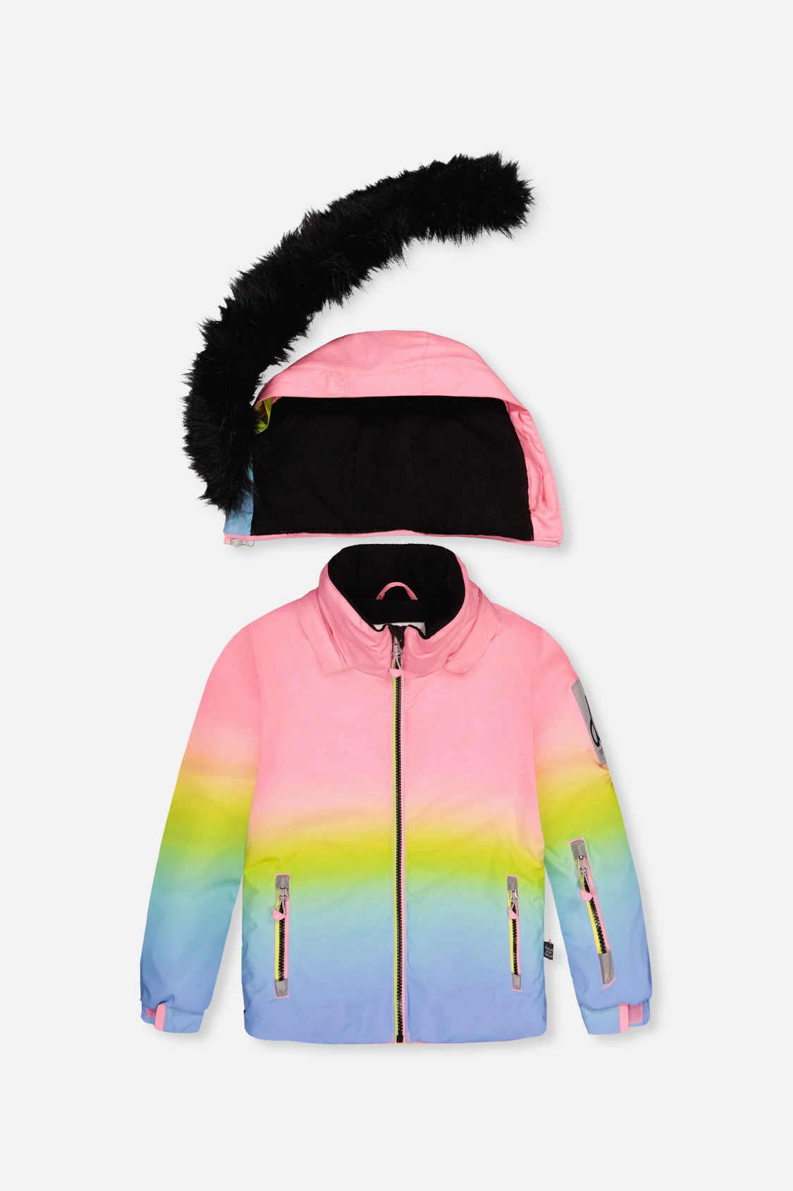 Deux par Girls Gradient Two Piece Play Snowsuit with Hooded Jacket and Gummy Bear Print Snow Pants