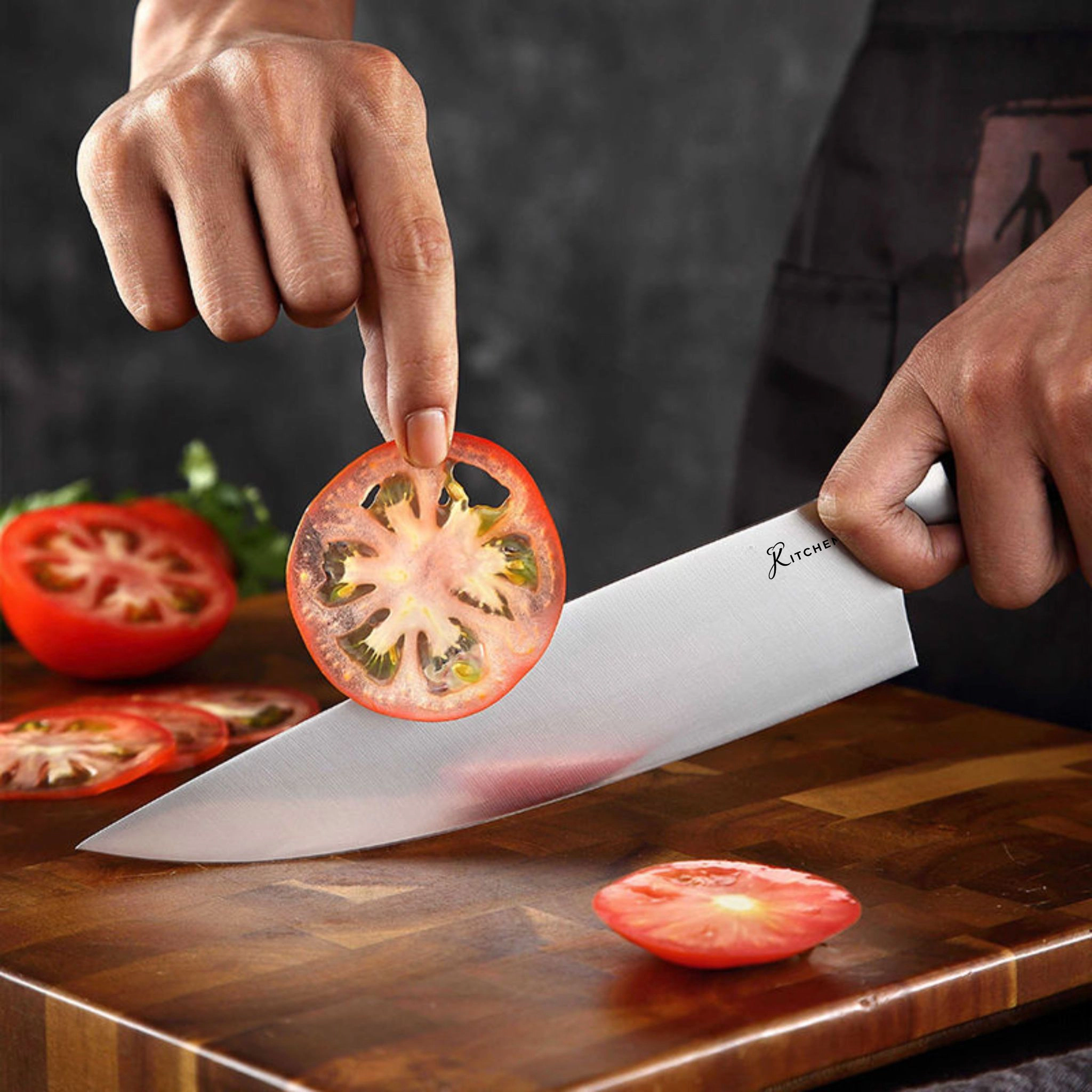 Kitcheniva 8-Inch German Stainless Steel Chefs Knife With Sandal Wood Handle