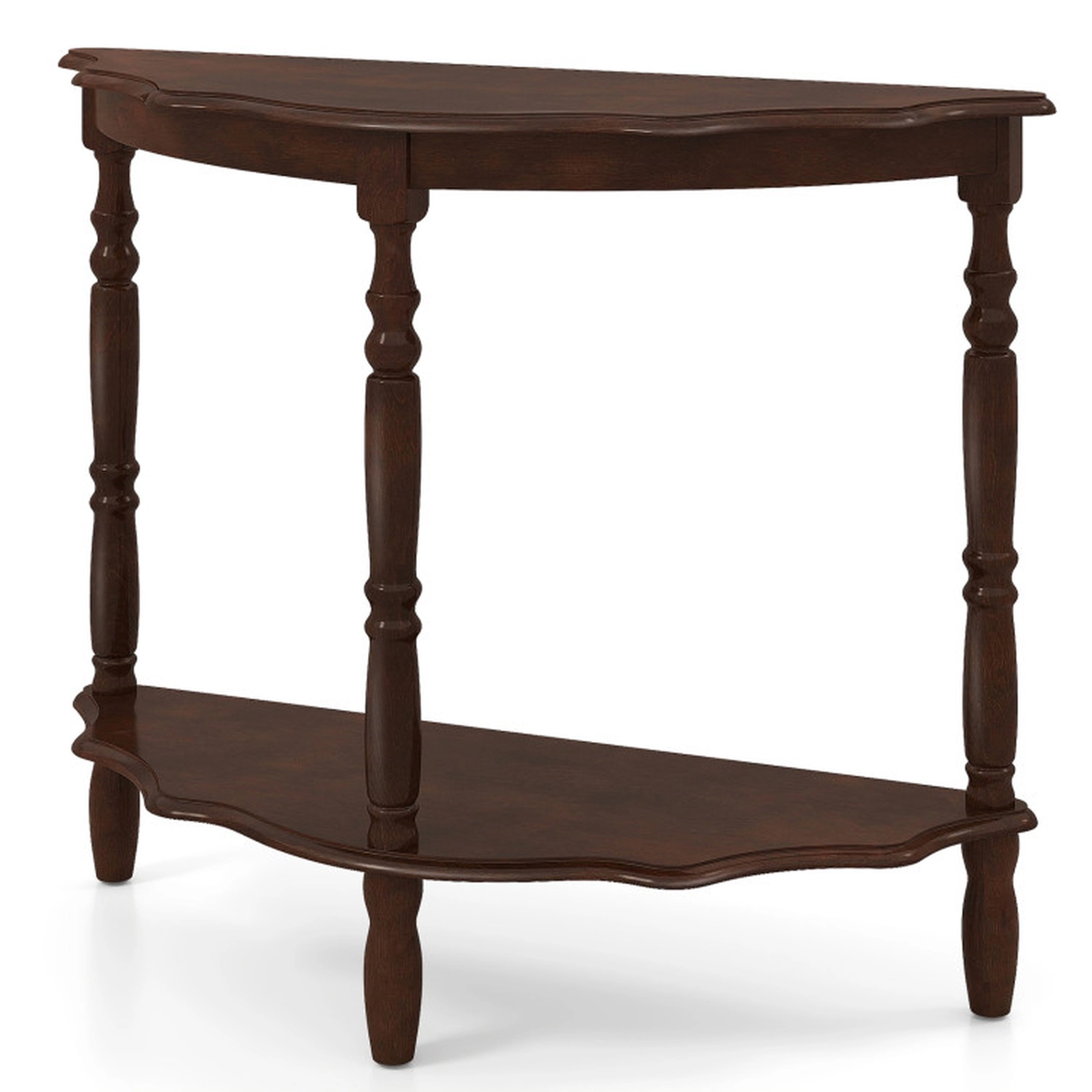 SUGIFT 42-in Half Moon Console Table with 2 Shelves 180-lb Tabletop Capacity 33-lb Shelf Capacity Light Espresso