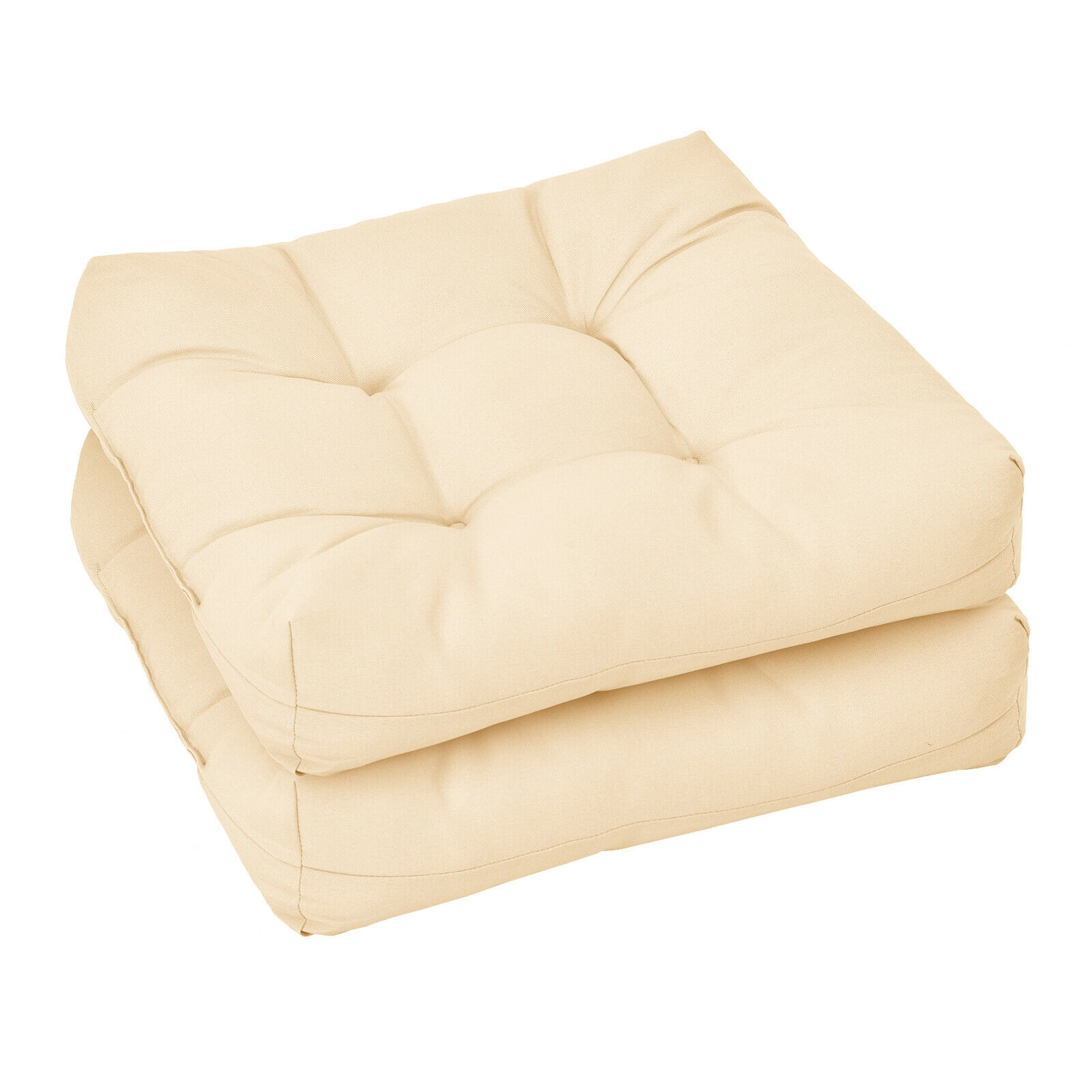 SUGIFT 2-Pack 21-in x 21-in Beige Waterproof Outdoor Patio Chair Seat Cushion Pads with Sun Protection