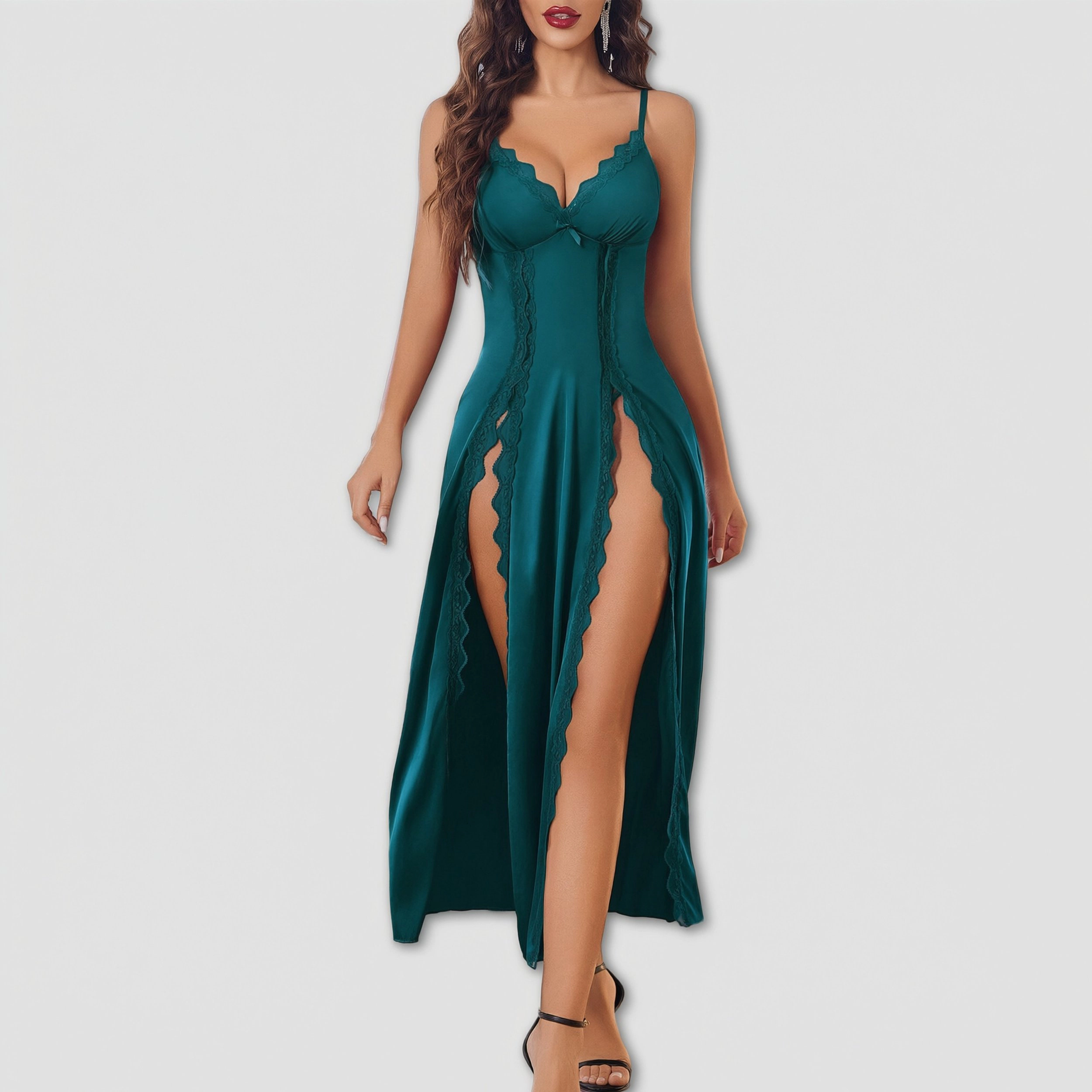 Avidlove Women's Satin Side Split Babydoll Chemise